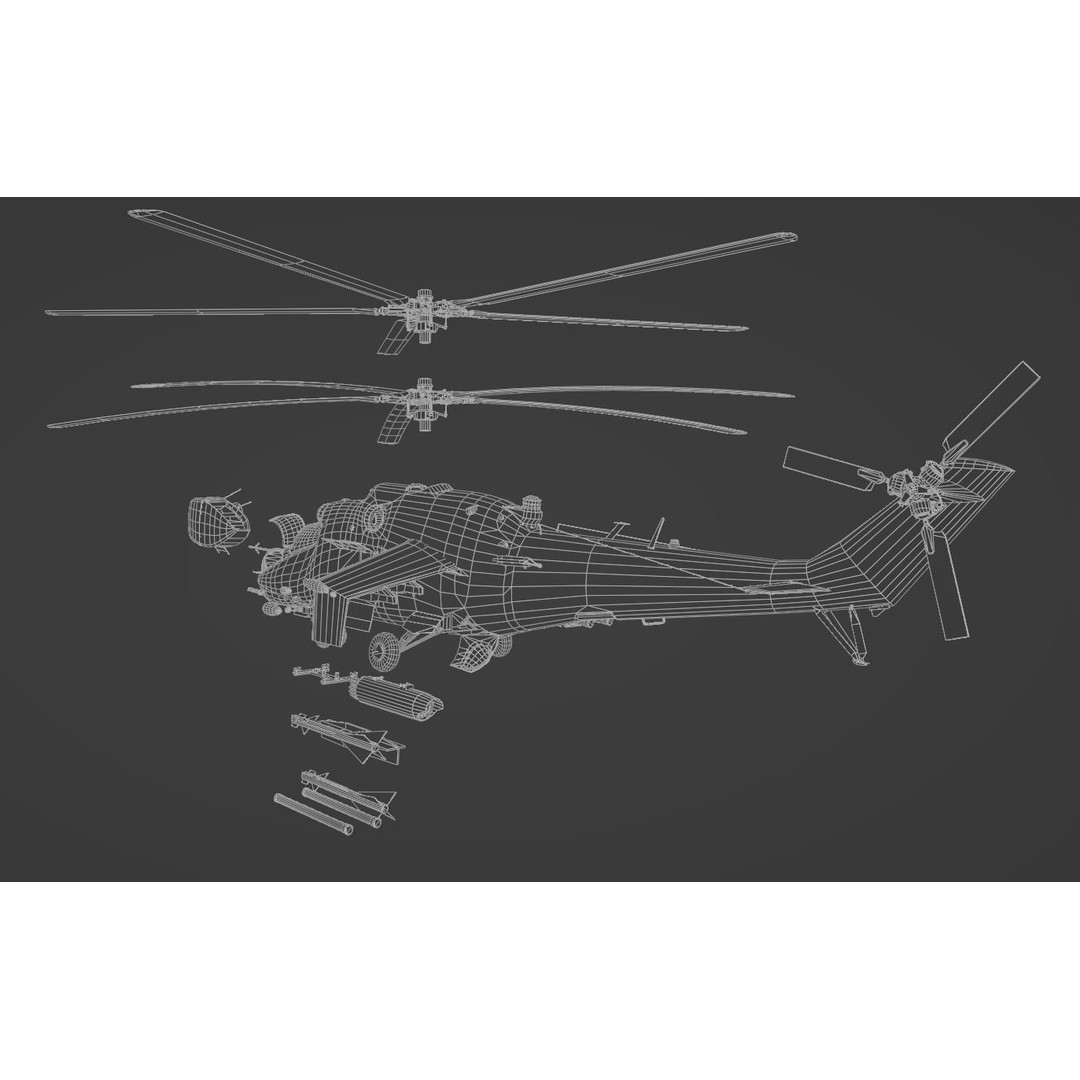 MIL MI 24 V Hind Attack Helicopter 3D Model – Low Poly Game Asset, FBX - View 28