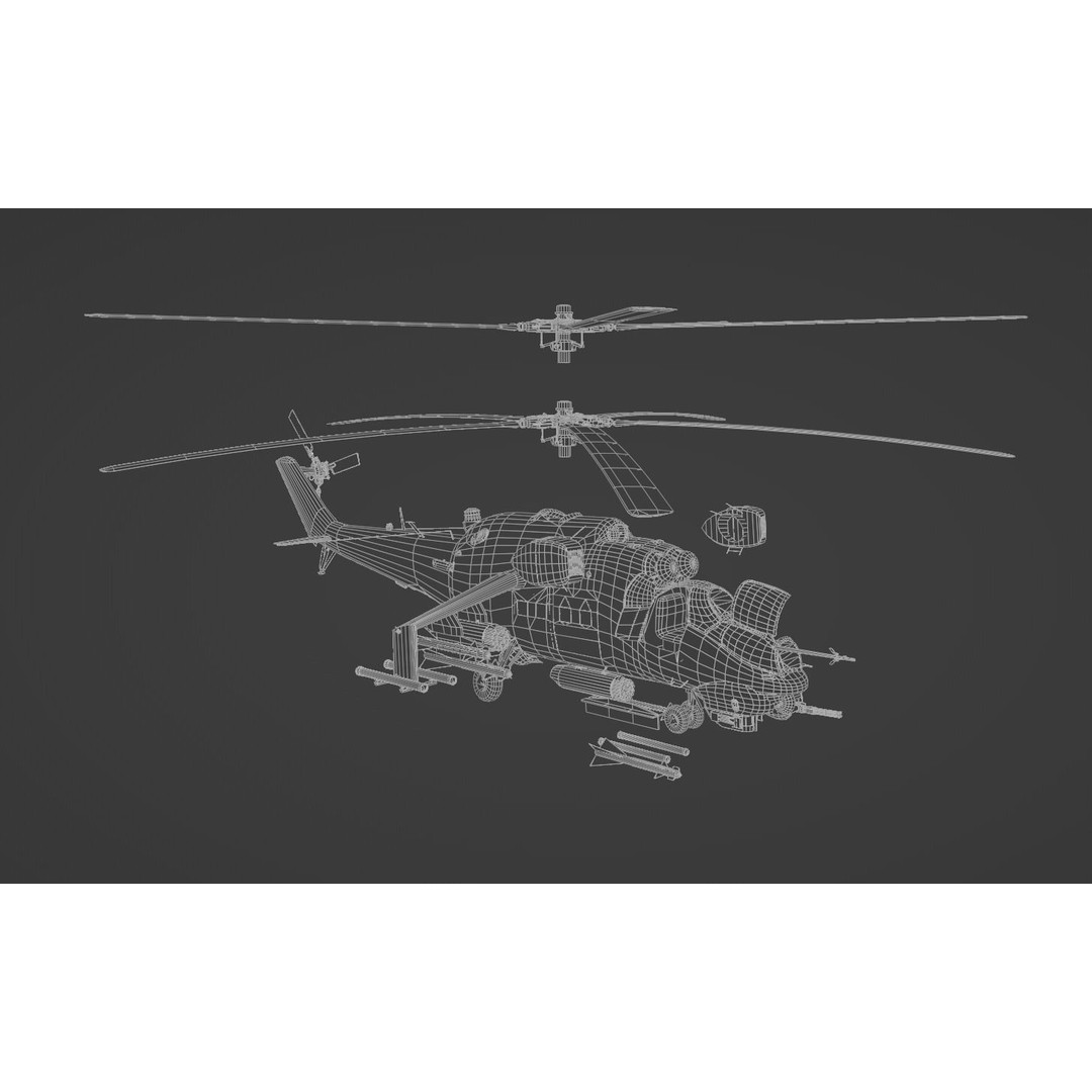 MIL MI 24 V Hind Attack Helicopter 3D Model – Low Poly Game Asset, FBX - View 29