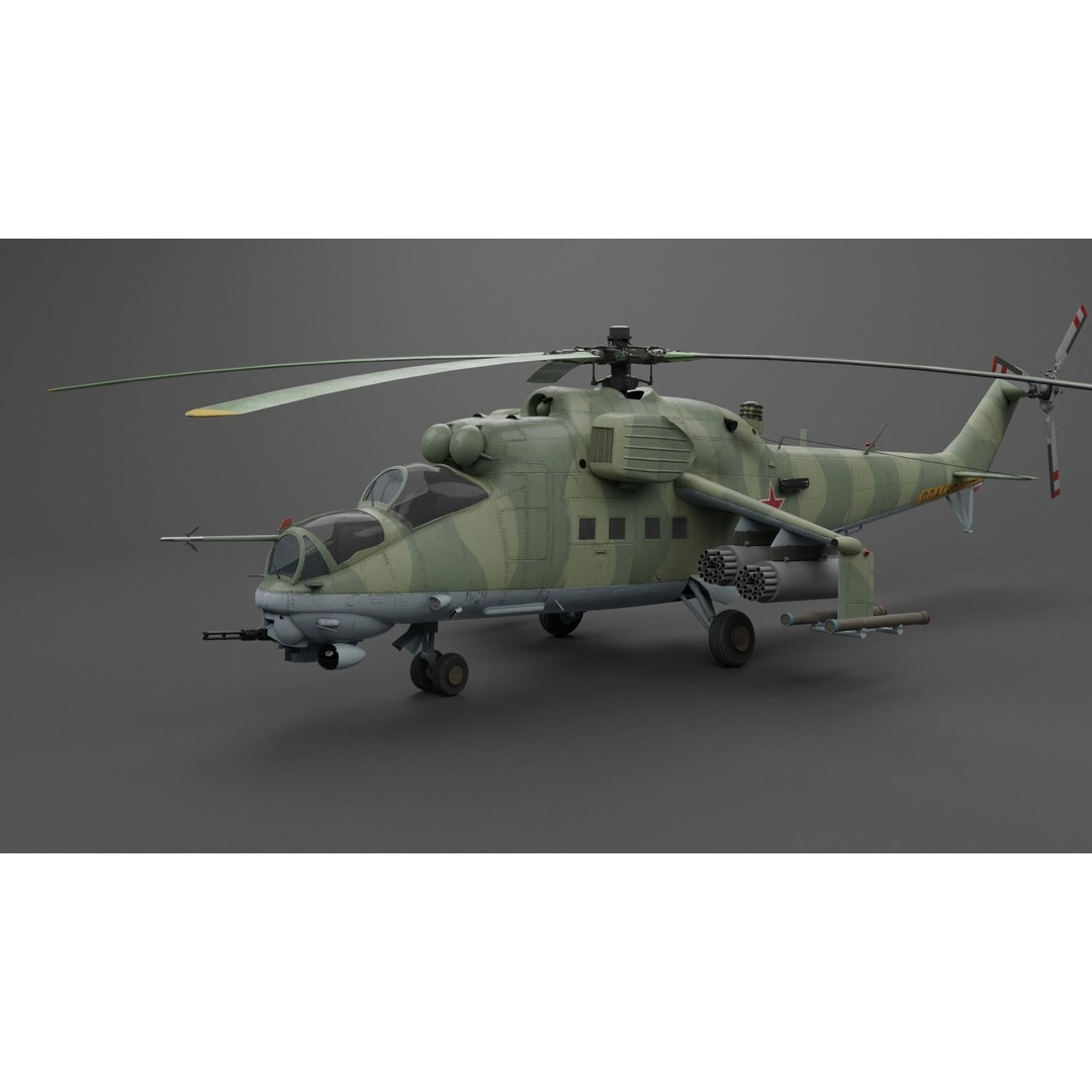 MIL MI 24 V Hind Attack Helicopter 3D Model – Low Poly Game Asset, FBX - View 3