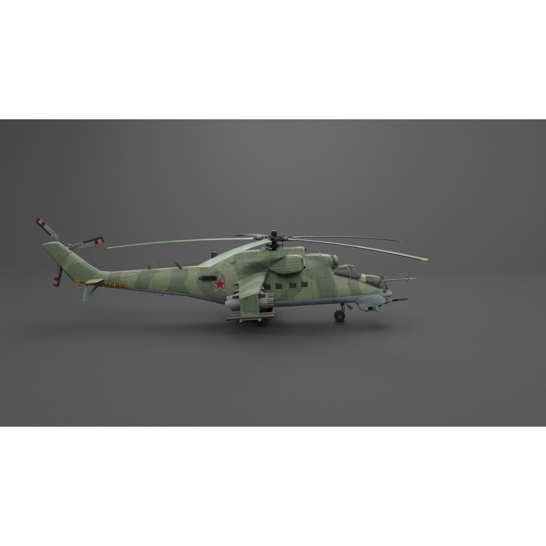 MIL MI 24 V Hind Attack Helicopter 3D Model – Low Poly Game Asset, FBX - View 30