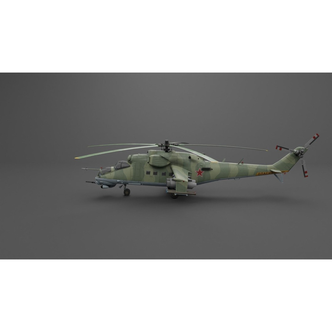 MIL MI 24 V Hind Attack Helicopter 3D Model – Low Poly Game Asset, FBX - View 31