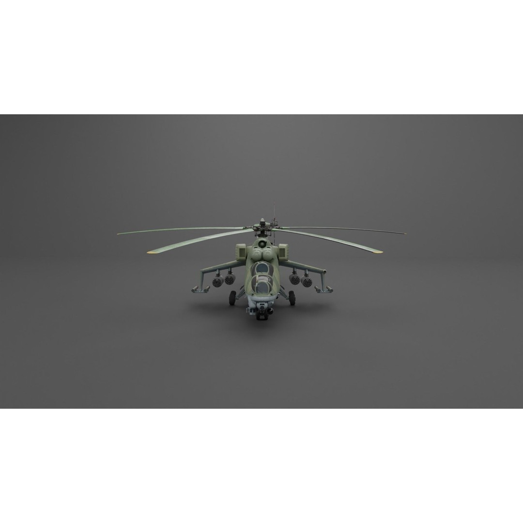 MIL MI 24 V Hind Attack Helicopter 3D Model – Low Poly Game Asset, FBX - View 32