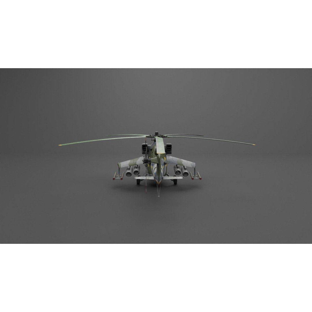 MIL MI 24 V Hind Attack Helicopter 3D Model – Low Poly Game Asset, FBX - View 33