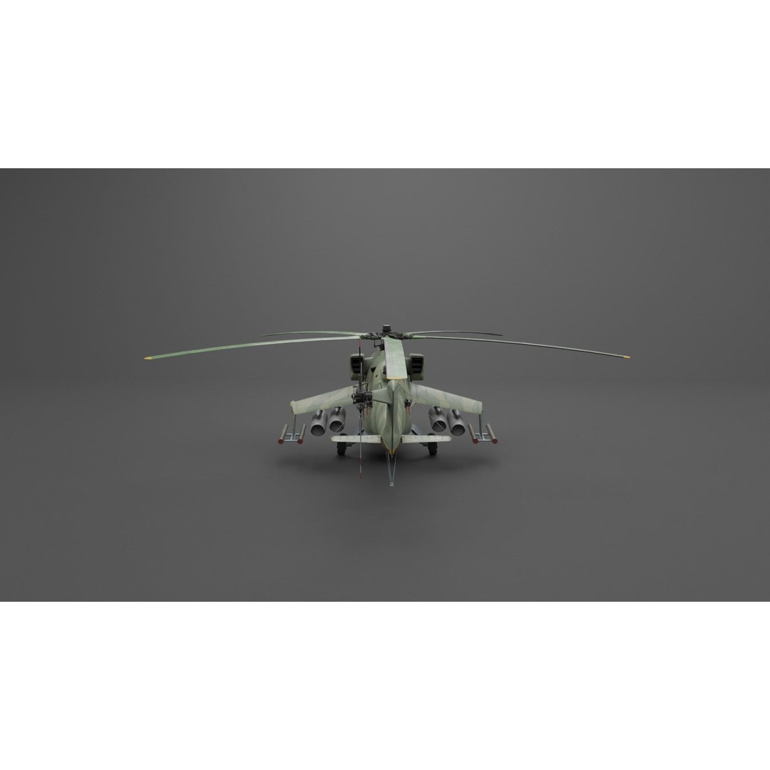 MIL MI 24 V Hind Attack Helicopter 3D Model – Low Poly Game Asset, FBX - View 34