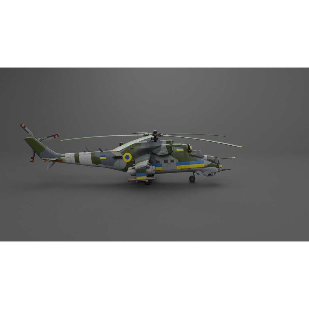 MIL MI 24 V Hind Attack Helicopter 3D Model – Low Poly Game Asset, FBX - View 36