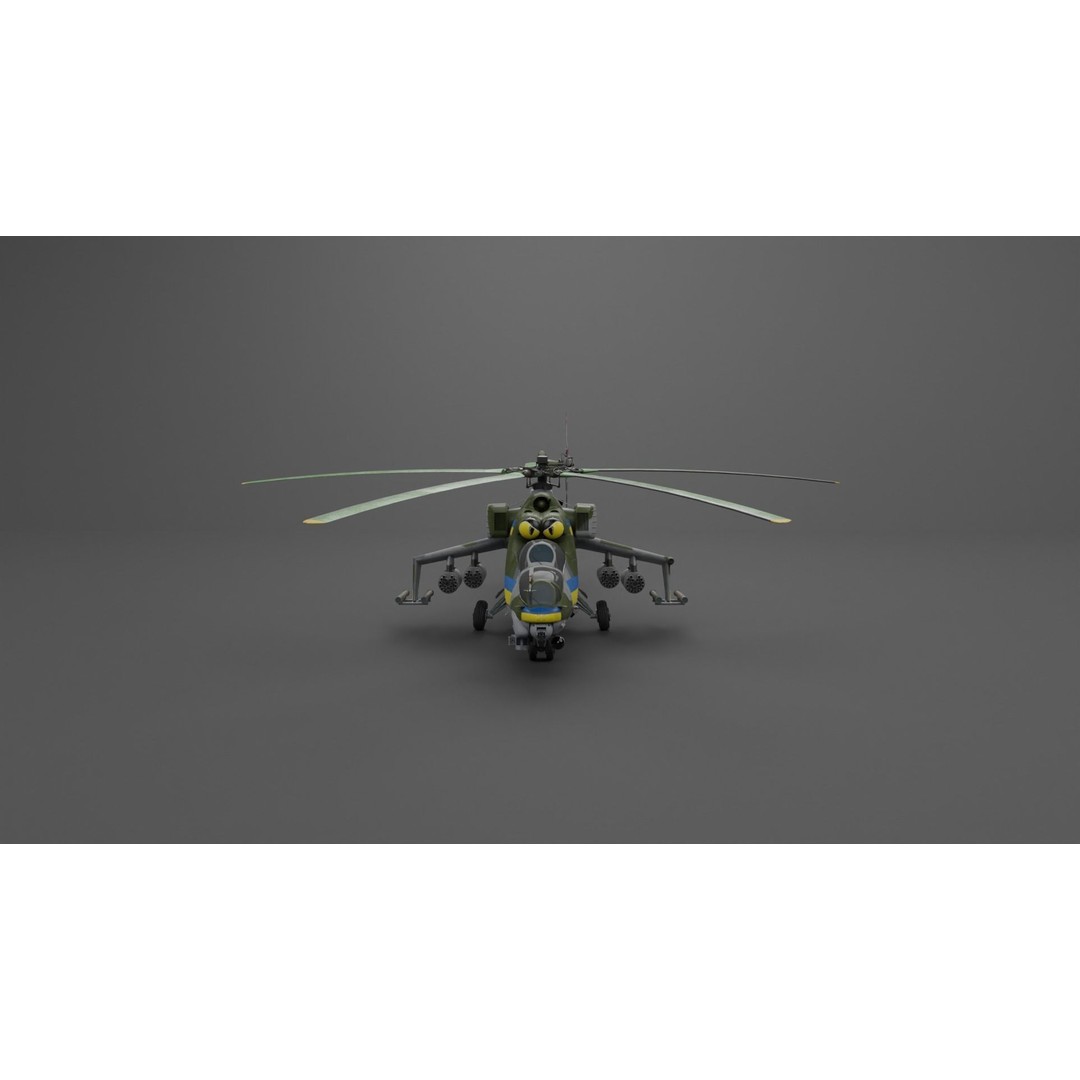MIL MI 24 V Hind Attack Helicopter 3D Model – Low Poly Game Asset, FBX - View 37
