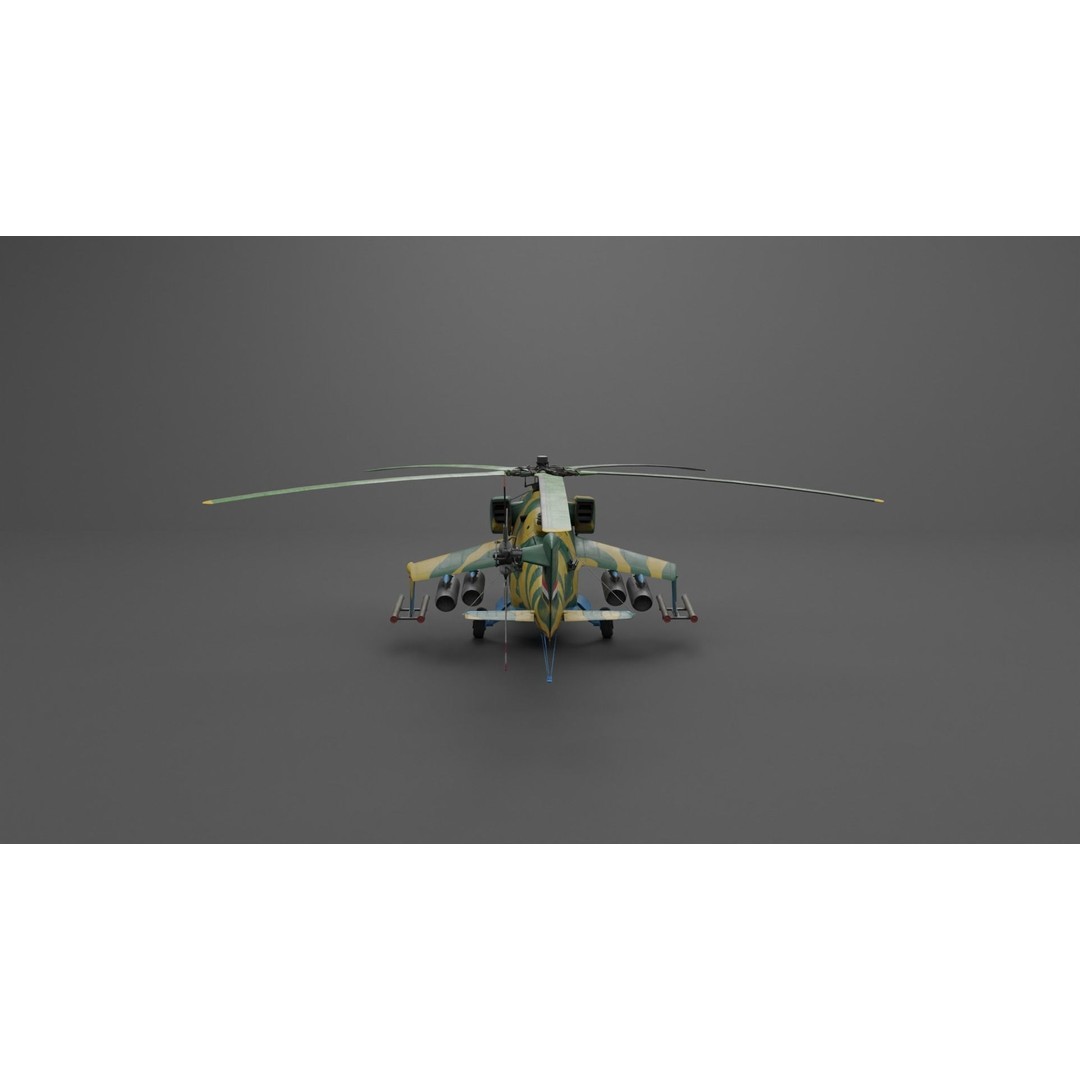 MIL MI 24 V Hind Attack Helicopter 3D Model – Low Poly Game Asset, FBX - View 38