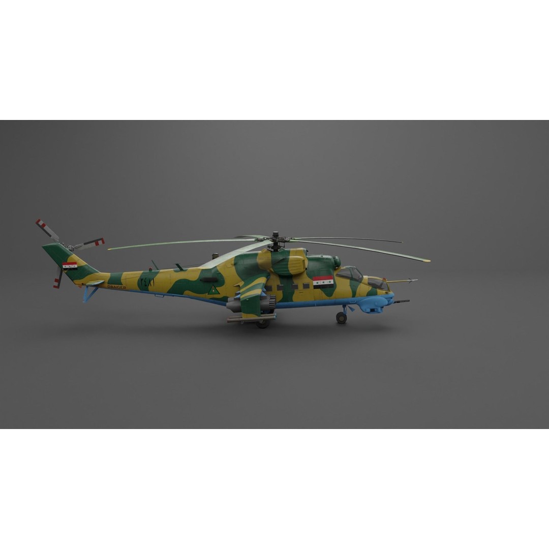 MIL MI 24 V Hind Attack Helicopter 3D Model – Low Poly Game Asset, FBX - View 39