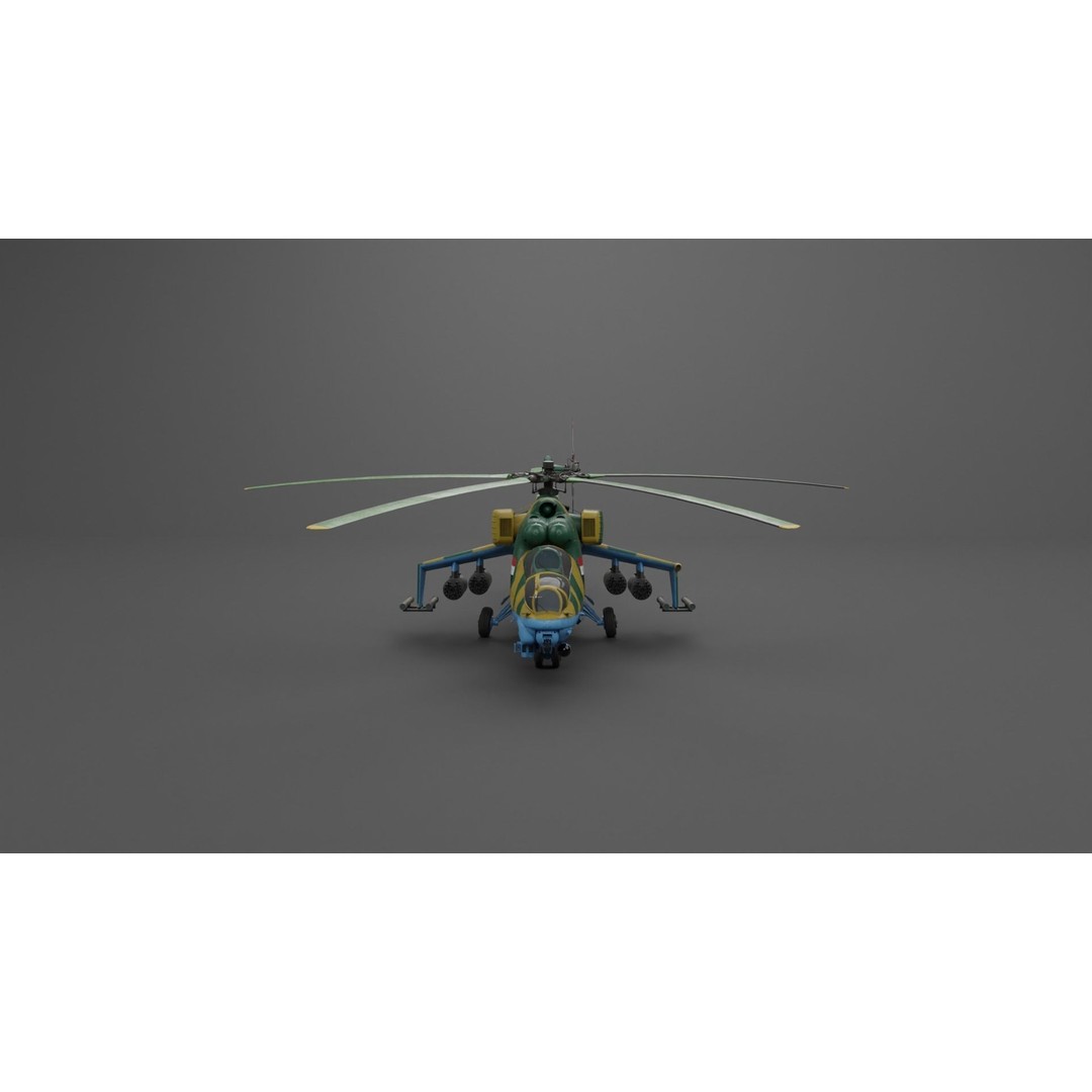 MIL MI 24 V Hind Attack Helicopter 3D Model – Low Poly Game Asset, FBX - View 40