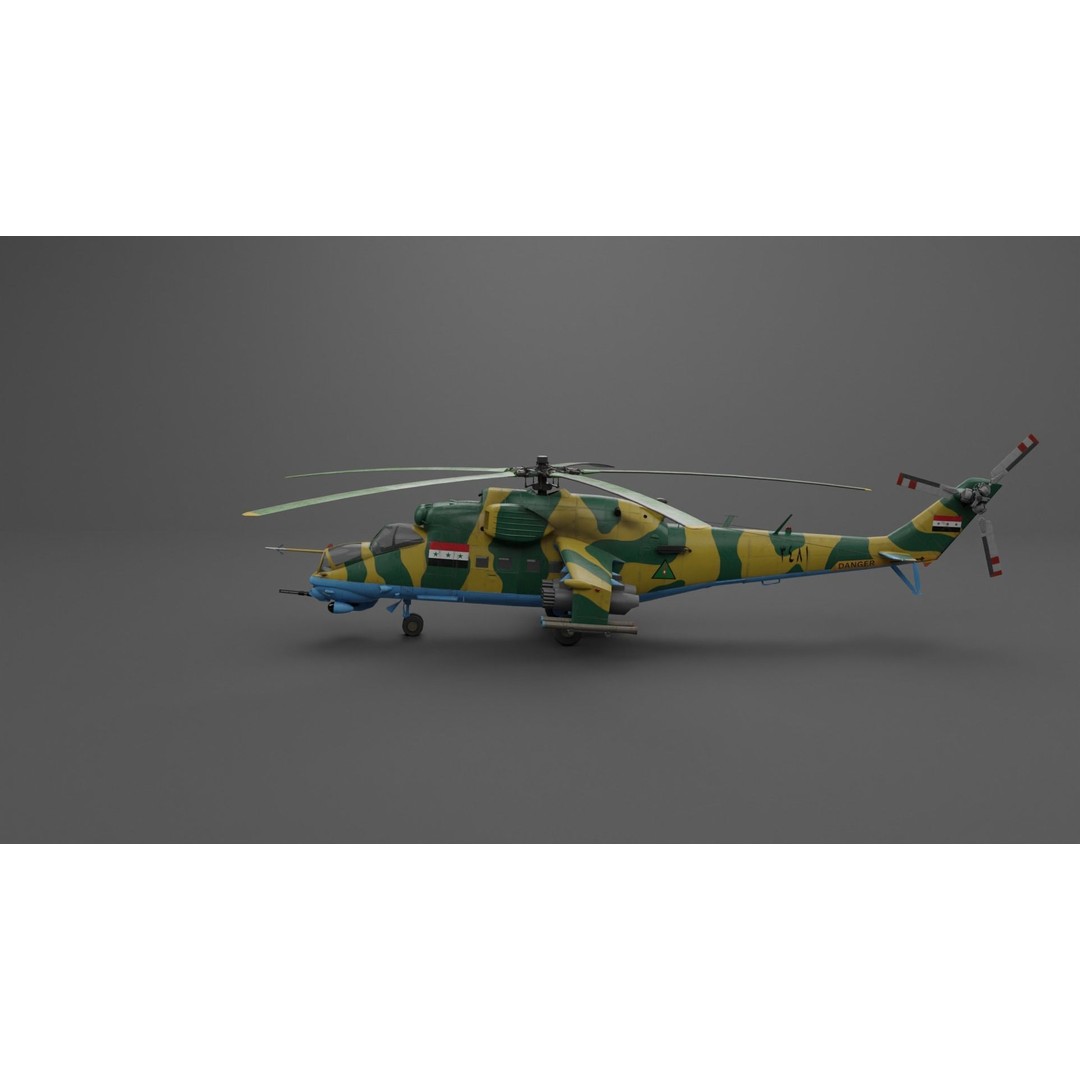 MIL MI 24 V Hind Attack Helicopter 3D Model – Low Poly Game Asset, FBX - View 41