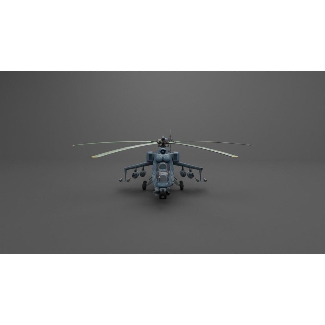 MIL MI 24 V Hind Attack Helicopter 3D Model – Low Poly Game Asset, FBX - View 42