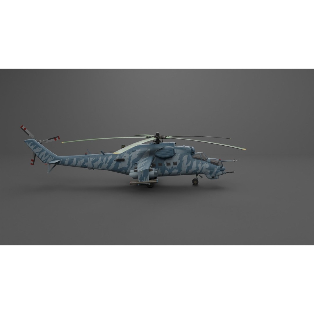 MIL MI 24 V Hind Attack Helicopter 3D Model – Low Poly Game Asset, FBX - View 43