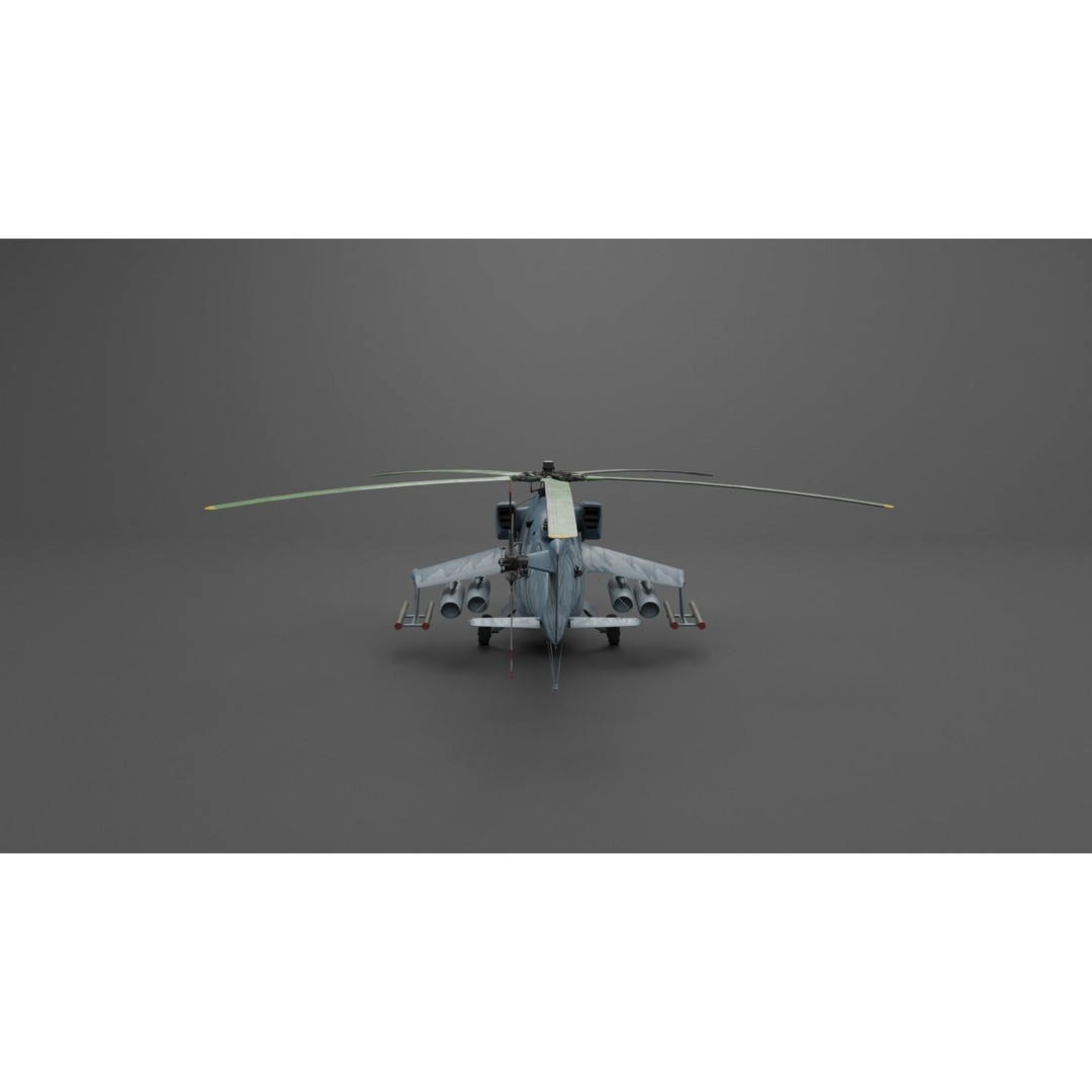 MIL MI 24 V Hind Attack Helicopter 3D Model – Low Poly Game Asset, FBX - View 44