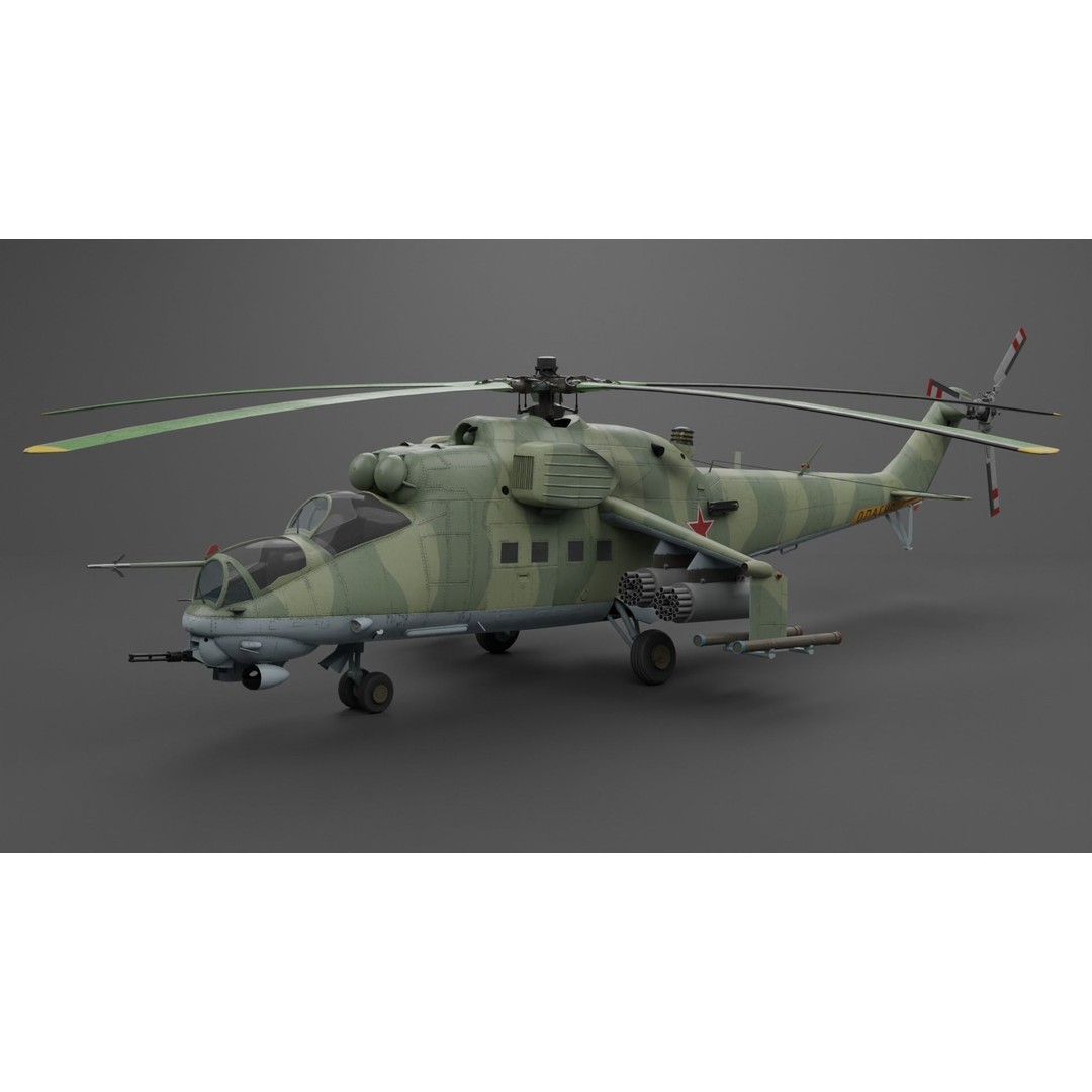 MIL MI 24 V Hind Attack Helicopter 3D Model – Low Poly Game Asset, FBX - View 5