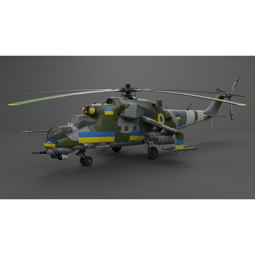 MIL MI 24 V Hind Attack Helicopter 3D Model – Low Poly Game Asset, FBX - View 6