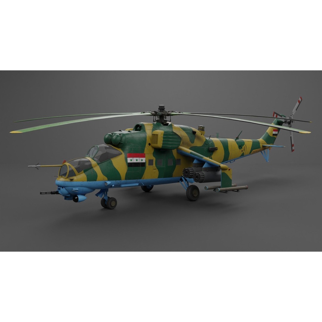MIL MI 24 V Hind Attack Helicopter 3D Model – Low Poly Game Asset, FBX - View 7