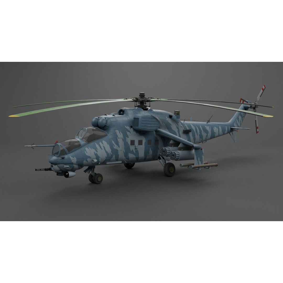 MIL MI 24 V Hind Attack Helicopter 3D Model – Low Poly Game Asset, FBX - View 8