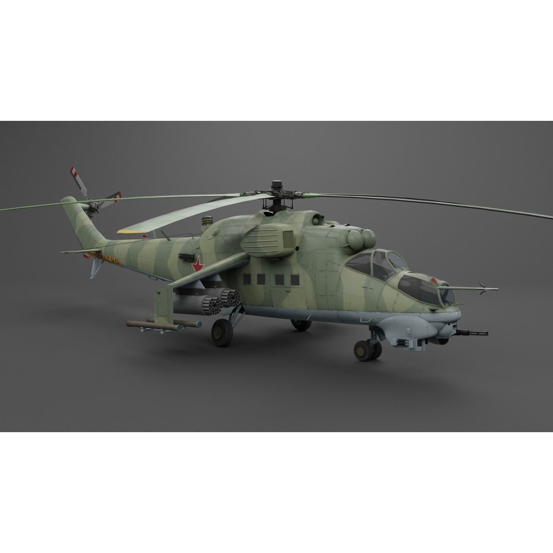 MIL MI 24 V Hind Attack Helicopter 3D Model – Low Poly Game Asset, FBX - View 9