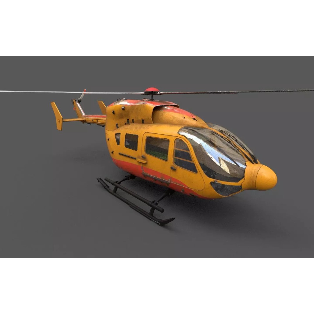 EC145 Helicopter 3D Model – Low Poly Game Asset, FBX & OBJ - View 2