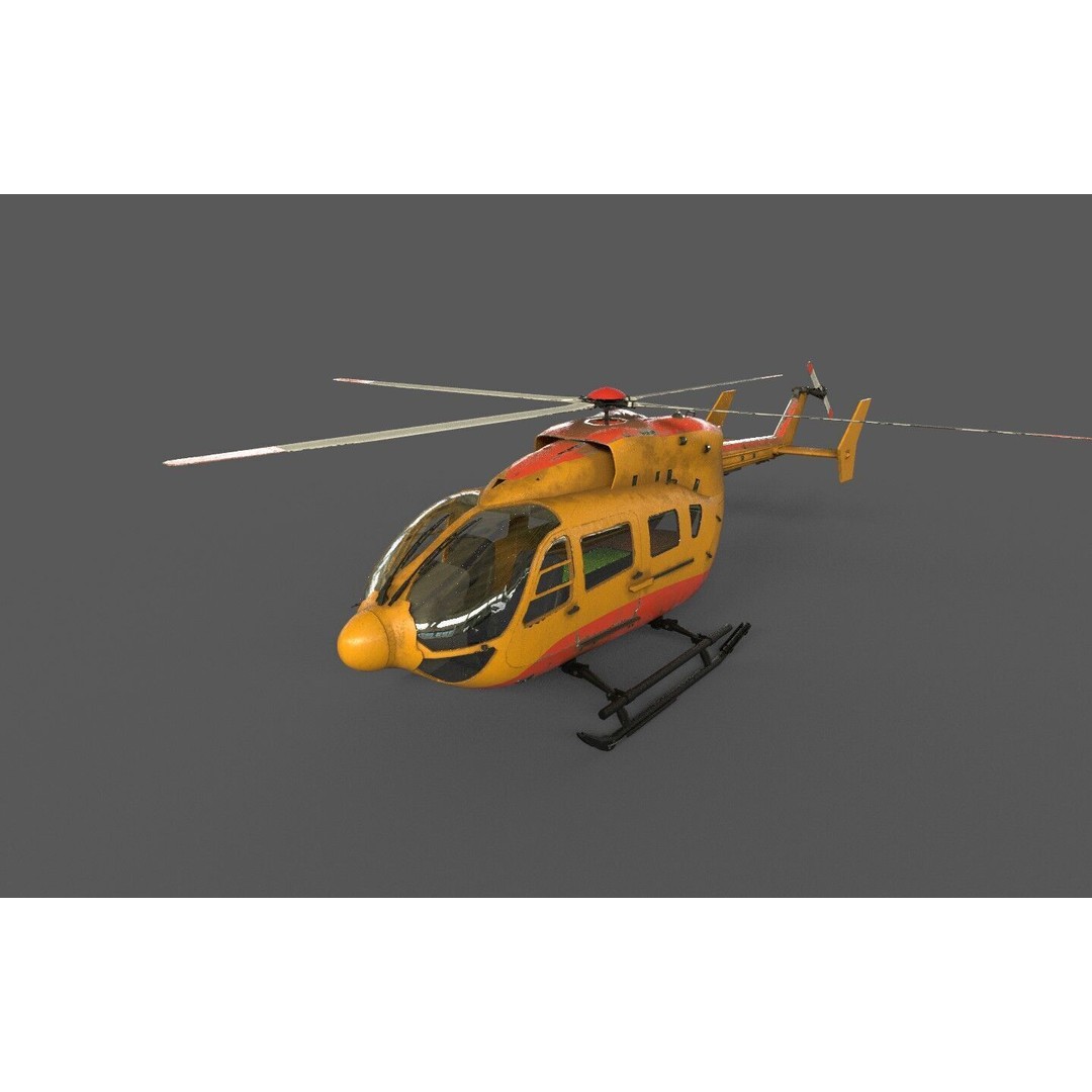 EC145 Helicopter 3D Model – Low Poly Game Asset, FBX & OBJ - View 3