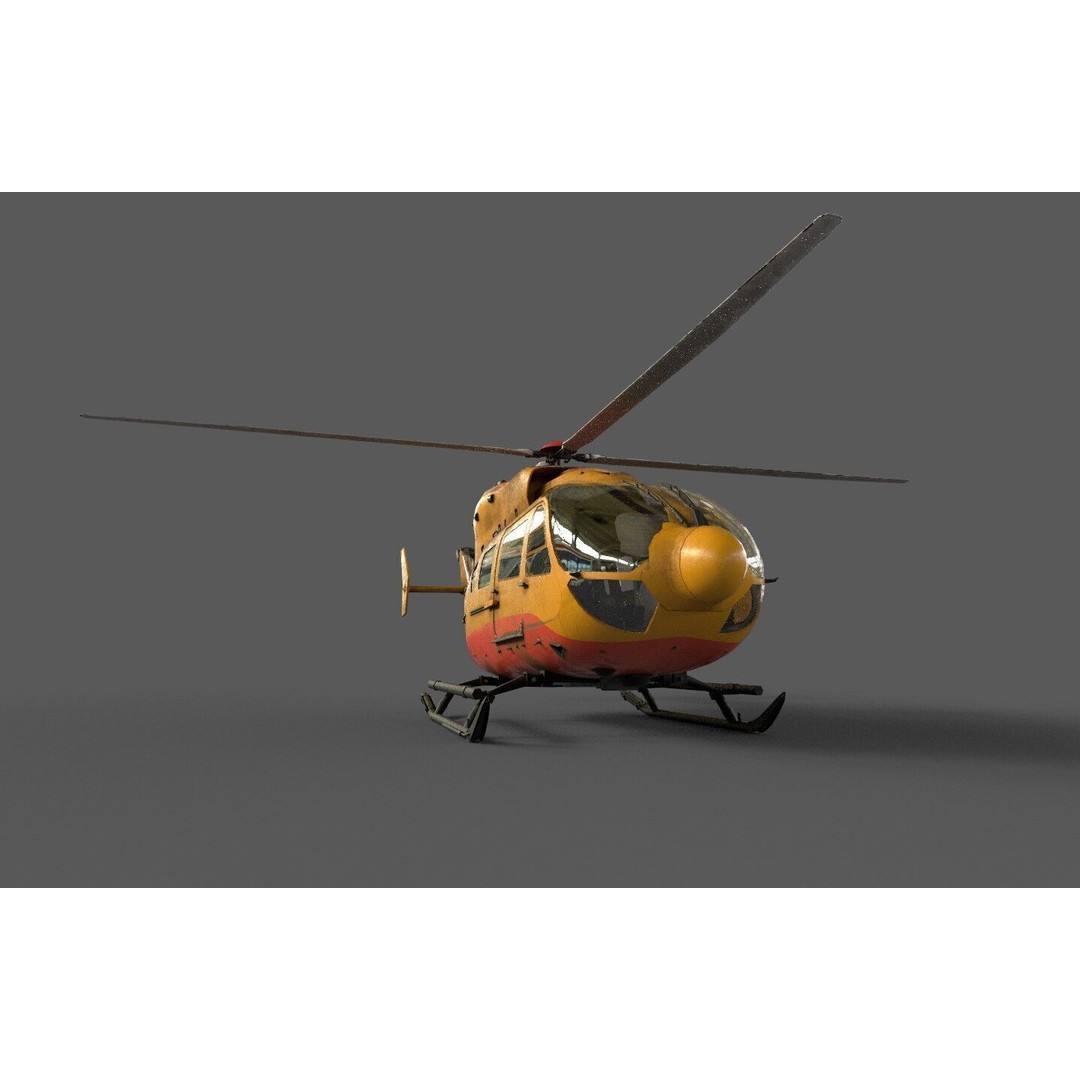EC145 Helicopter 3D Model – Low Poly Game Asset, FBX & OBJ - View 4