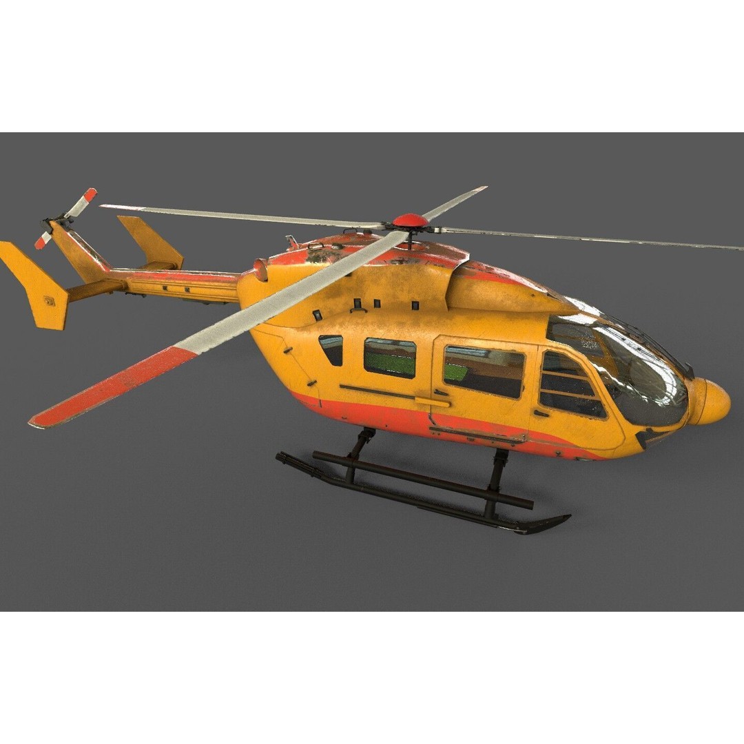 EC145 Helicopter 3D Model – Low Poly Game Asset, FBX & OBJ - View 5
