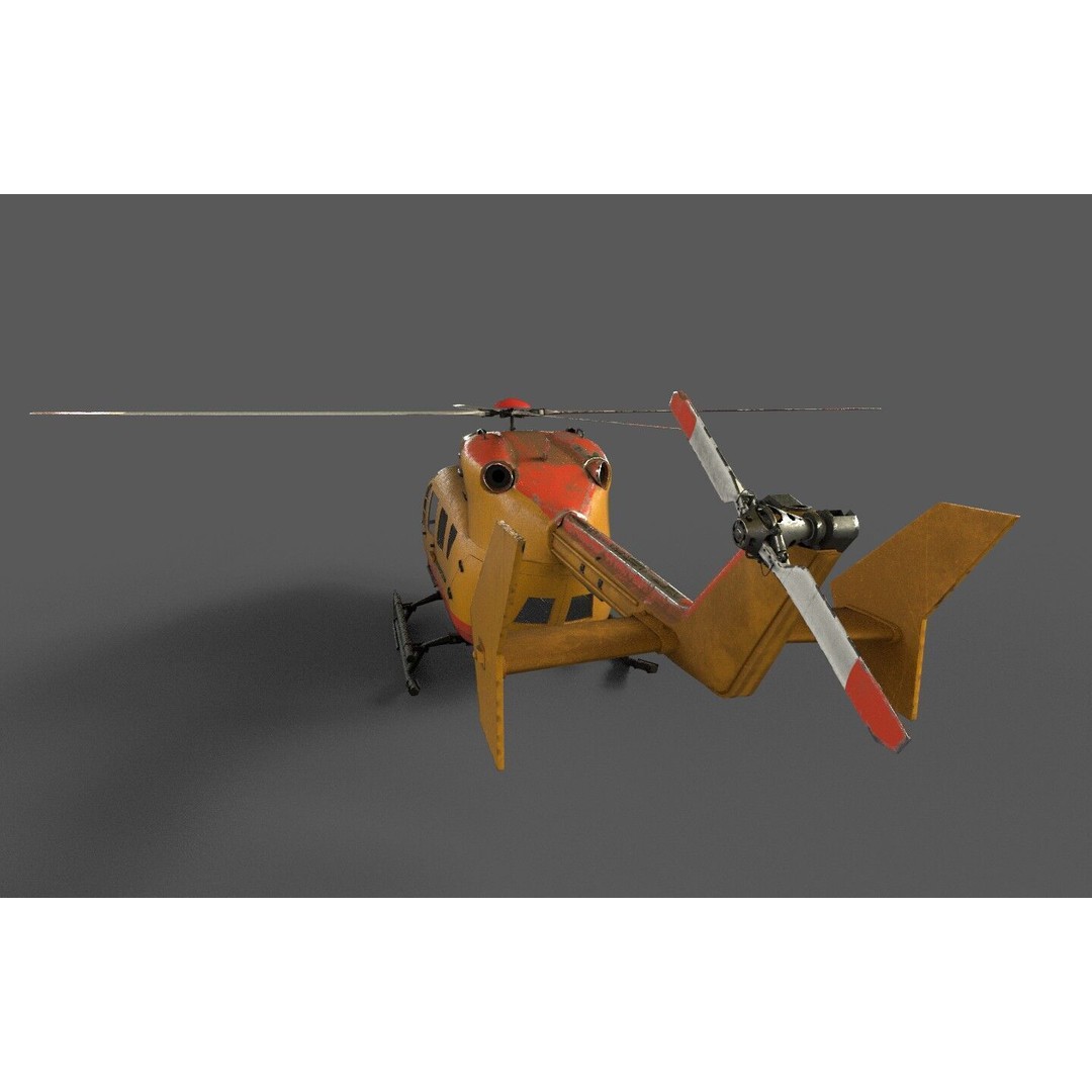 EC145 Helicopter 3D Model – Low Poly Game Asset, FBX & OBJ - View 6