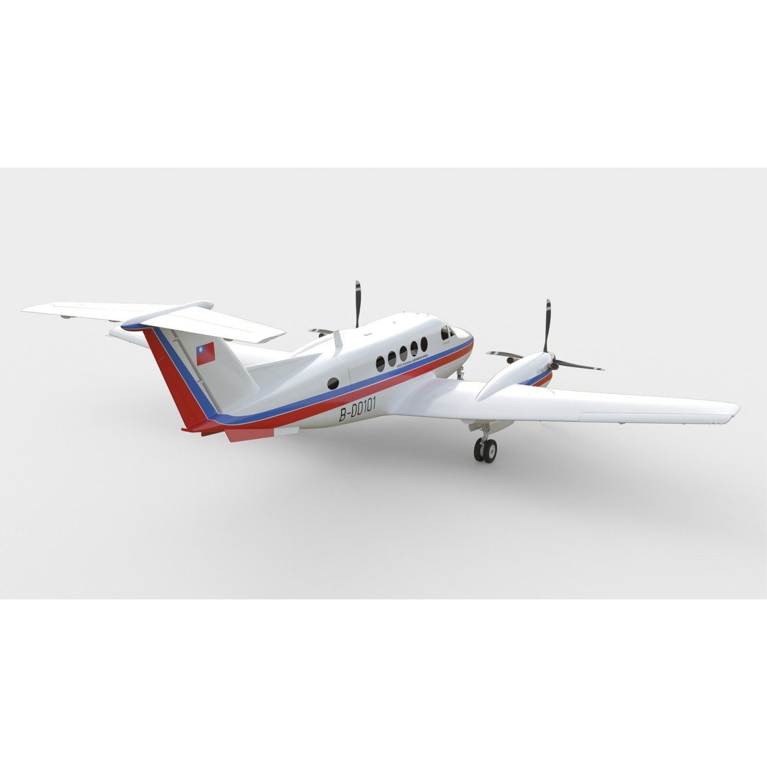 Beechcraft King Air B100 3D Model – Rigged Aircraft with Cockpit, FBX - View 10