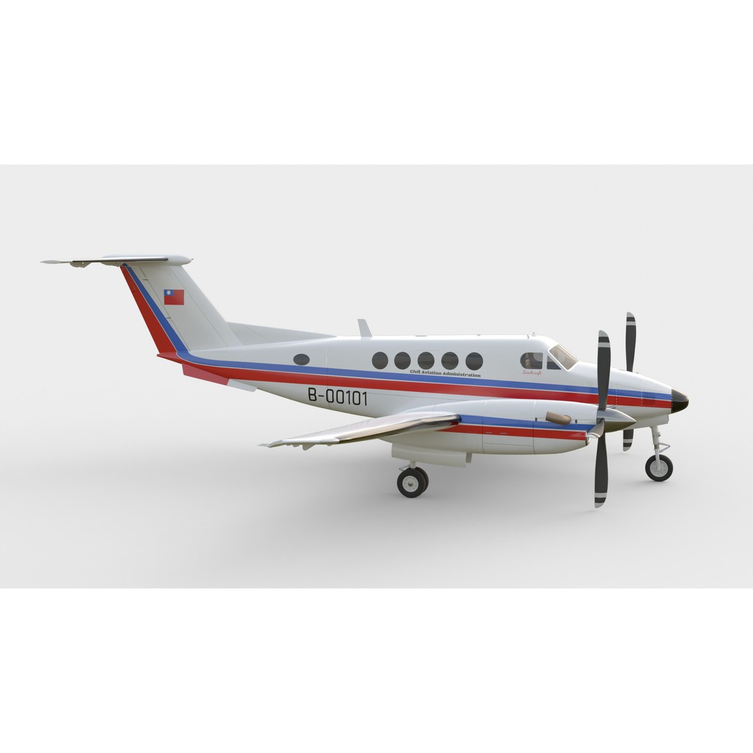 Beechcraft King Air B100 3D Model – Rigged Aircraft with Cockpit, FBX - View 12