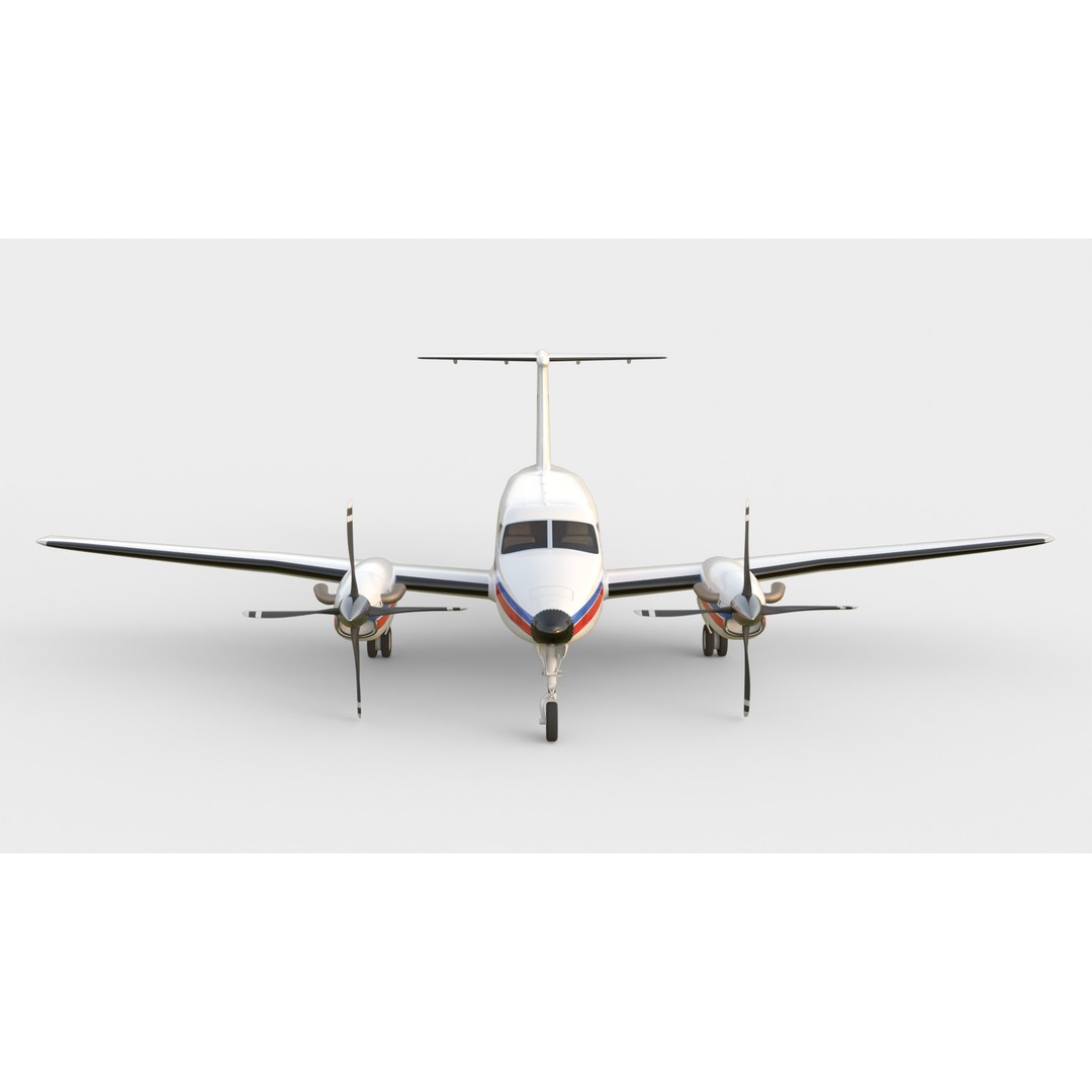 Beechcraft King Air B100 3D Model – Rigged Aircraft with Cockpit, FBX - View 13