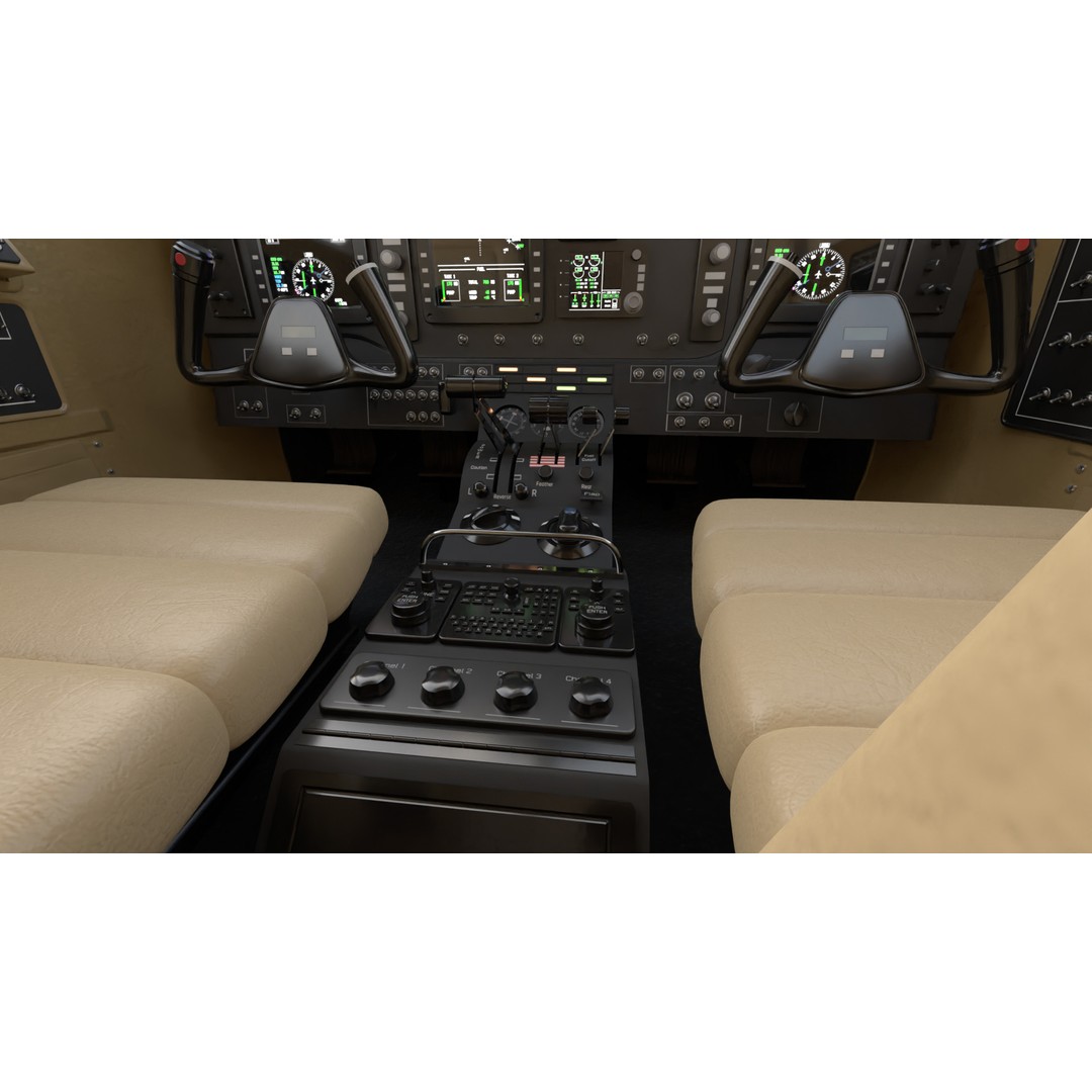 Beechcraft King Air B100 3D Model – Rigged Aircraft with Cockpit, FBX - View 16