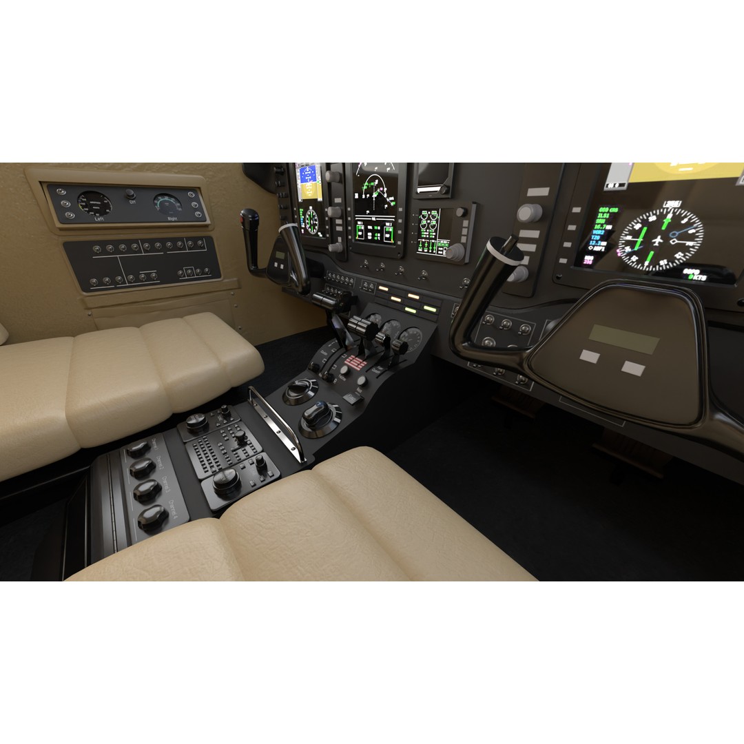 Beechcraft King Air B100 3D Model – Rigged Aircraft with Cockpit, FBX - View 17