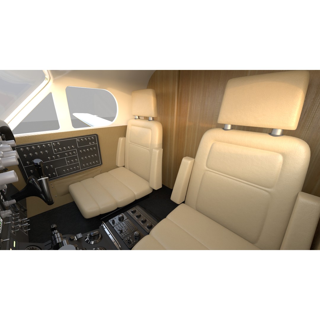 Beechcraft King Air B100 3D Model – Rigged Aircraft with Cockpit, FBX - View 18