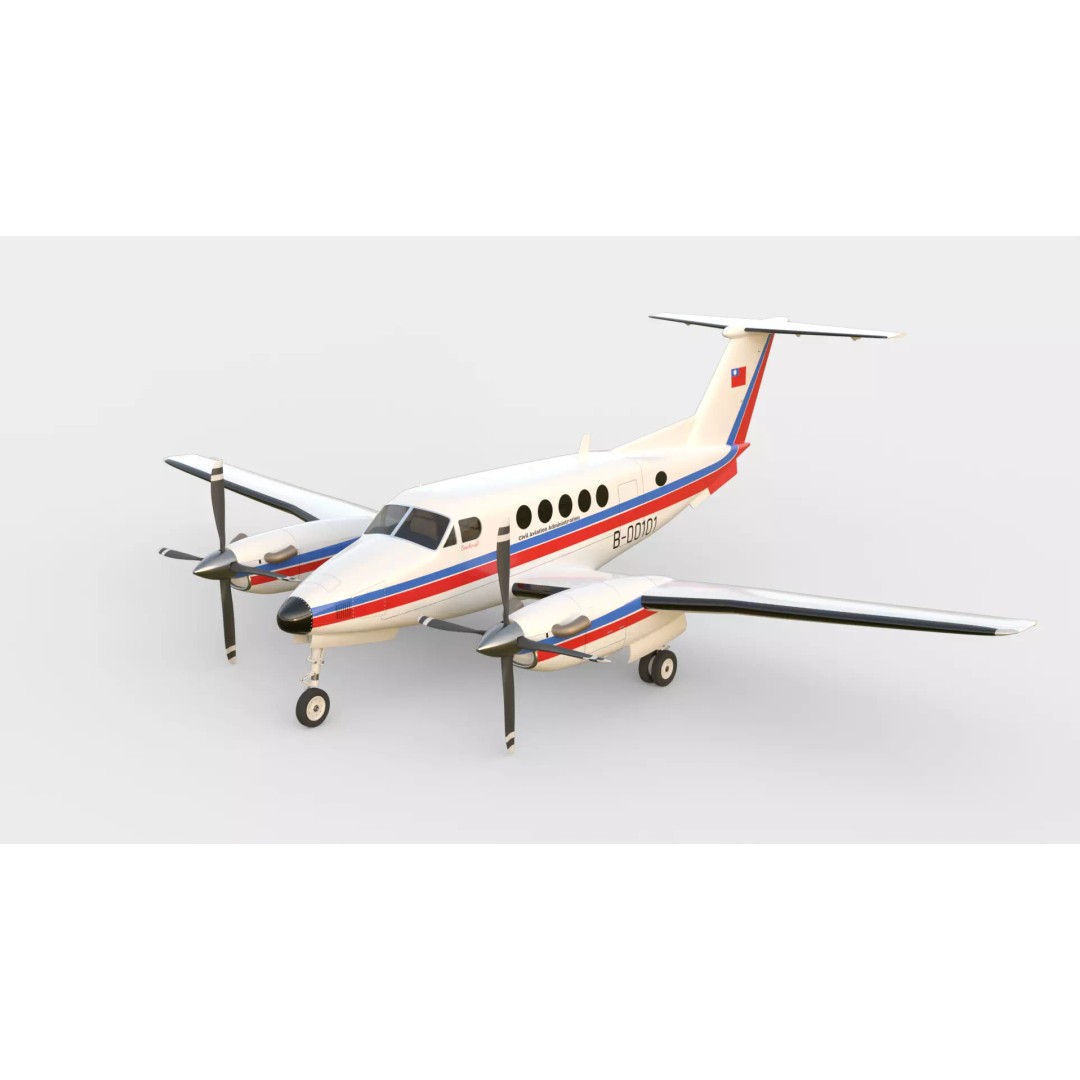 Beechcraft King Air B100 3D Model – Rigged Aircraft with Cockpit, FBX - View 2