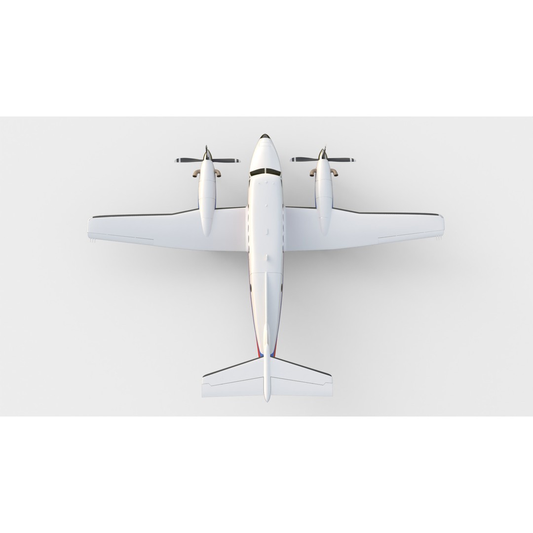 Beechcraft King Air B100 3D Model – Rigged Aircraft with Cockpit, FBX - View 4