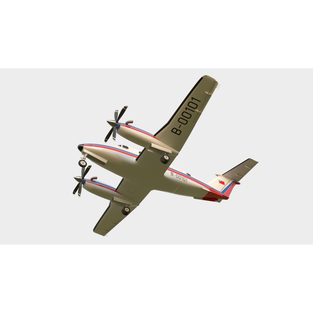 Beechcraft King Air B100 3D Model – Rigged Aircraft with Cockpit, FBX - View 5