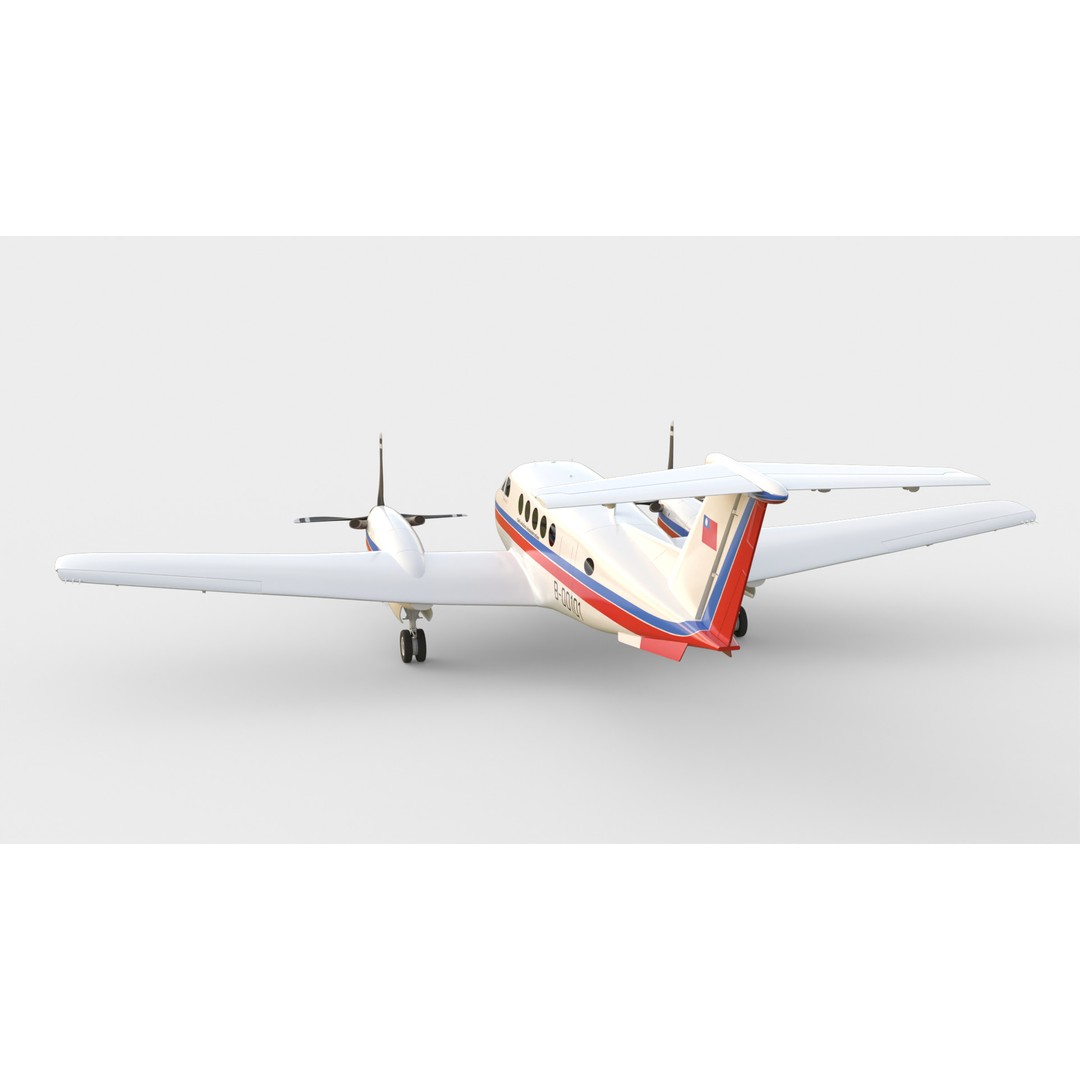 Beechcraft King Air B100 3D Model – Rigged Aircraft with Cockpit, FBX - View 8