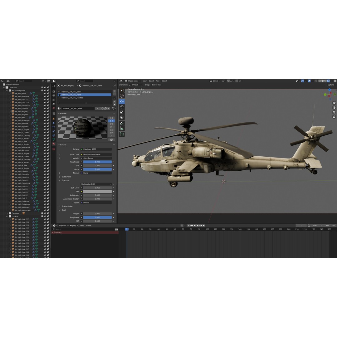 Boeing AH-64D Apache Longbow 3D Model – Realistic Helicopter with Cockpit - View 10