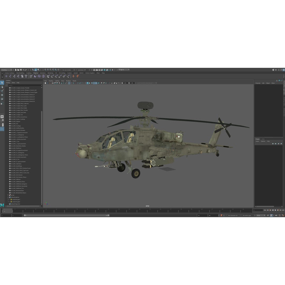 Boeing AH-64D Apache Longbow 3D Model – Realistic Helicopter with Cockpit - View 12