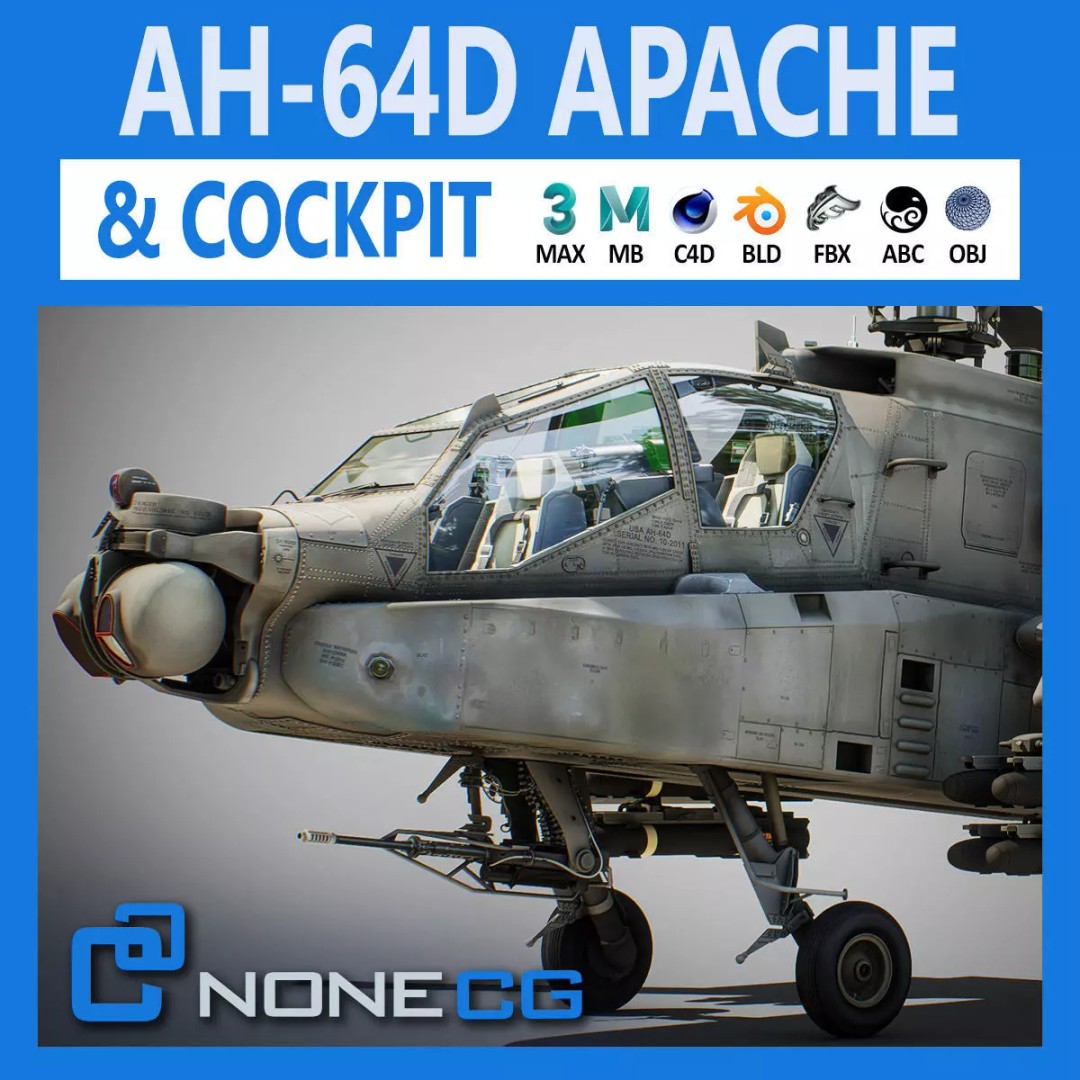 Boeing AH-64D Apache Longbow 3D Model – Realistic Helicopter with Cockpit - View 2