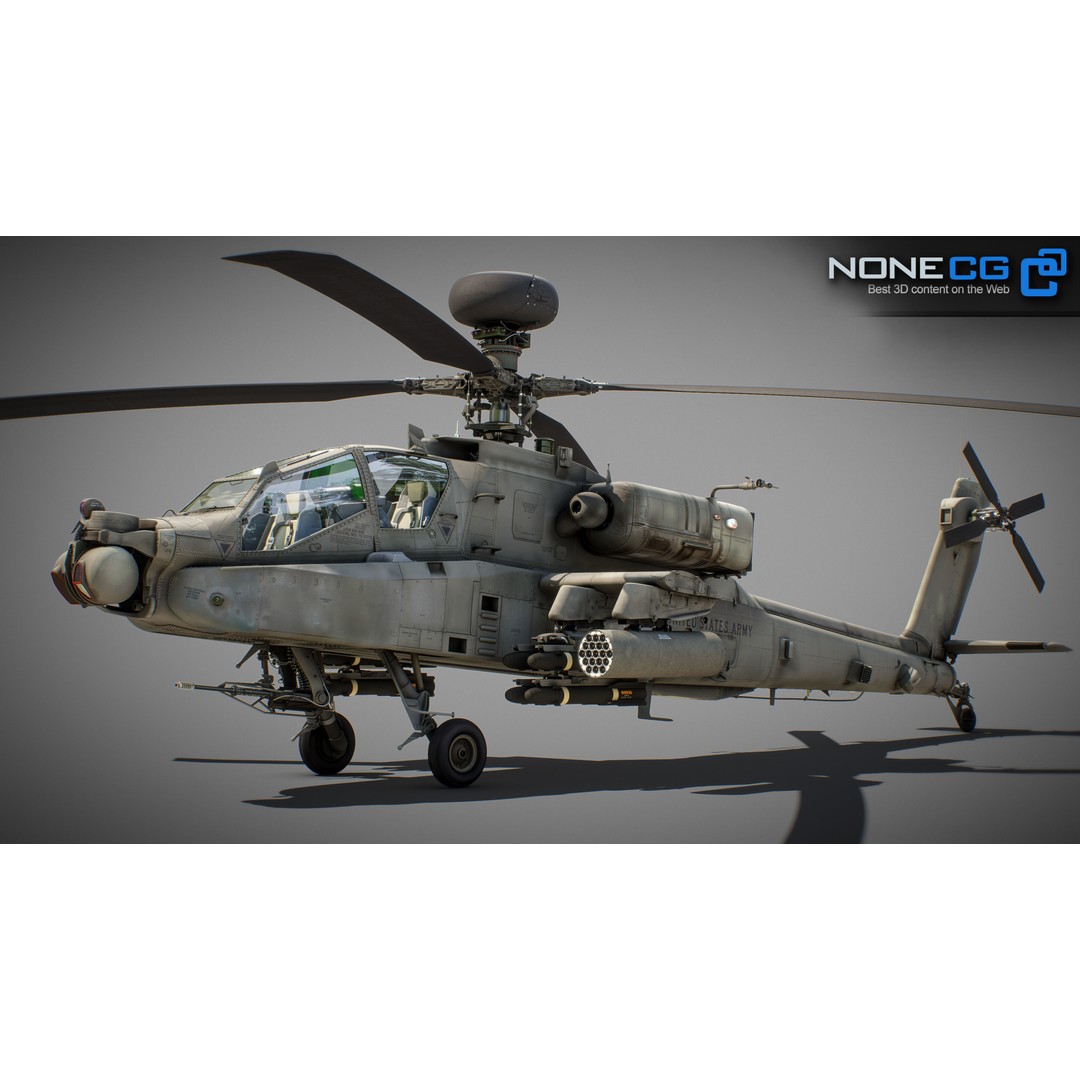 Boeing AH-64D Apache Longbow 3D Model – Realistic Helicopter with Cockpit - View 3