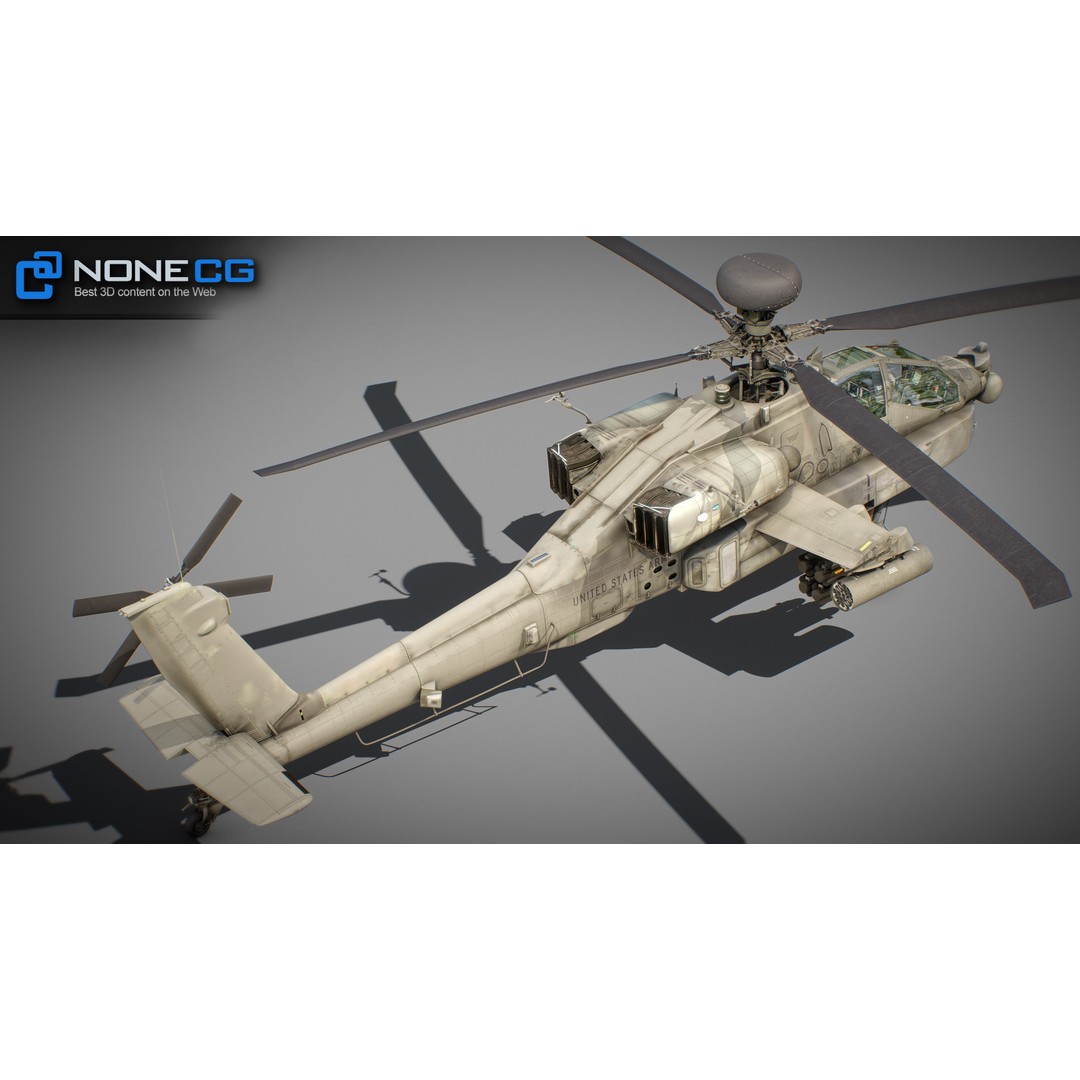 Boeing AH-64D Apache Longbow 3D Model – Realistic Helicopter with Cockpit - View 45