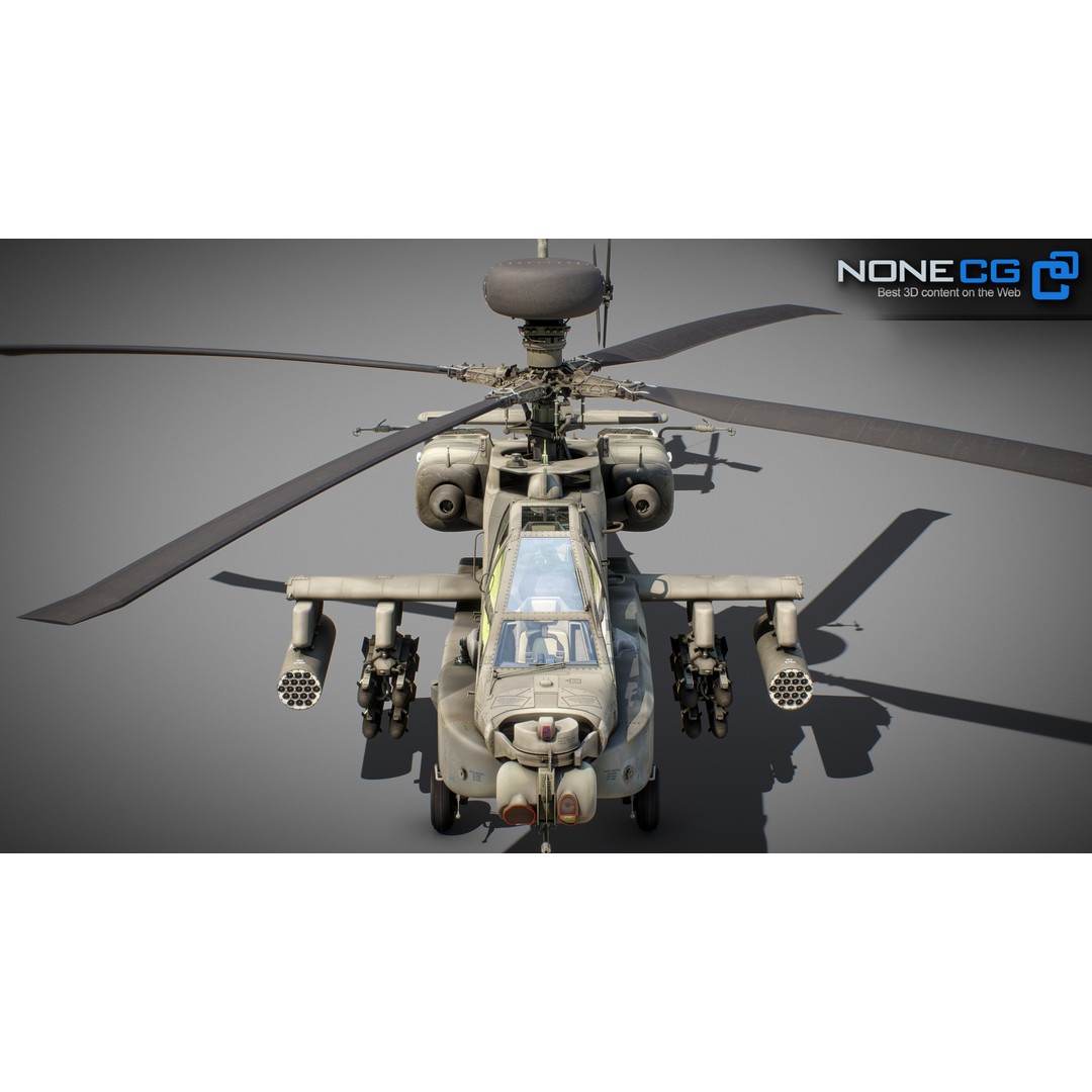 Boeing AH-64D Apache Longbow 3D Model – Realistic Helicopter with Cockpit - View 6