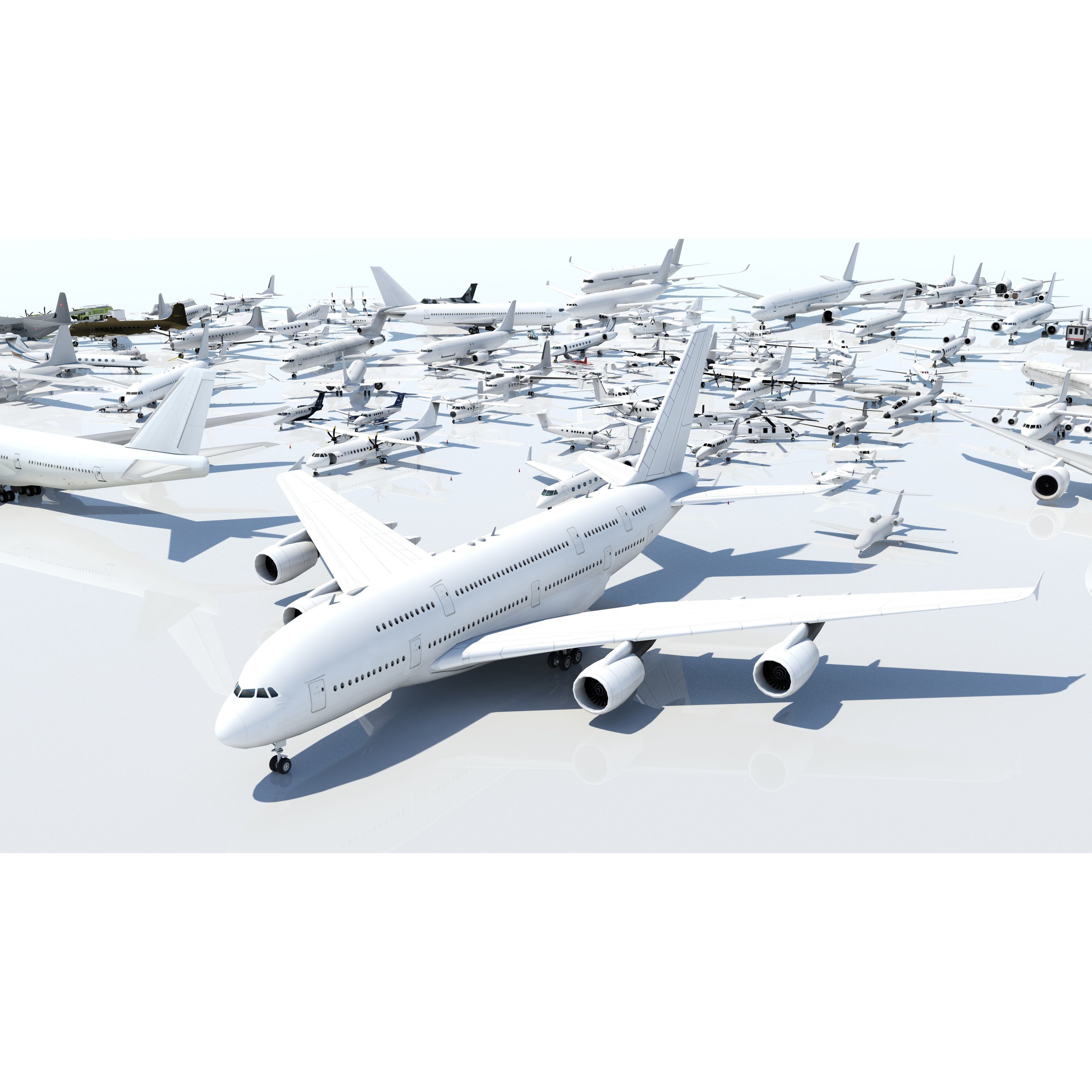A380 Double Deck Wide-Body Airliner - Low-Poly 3D Model