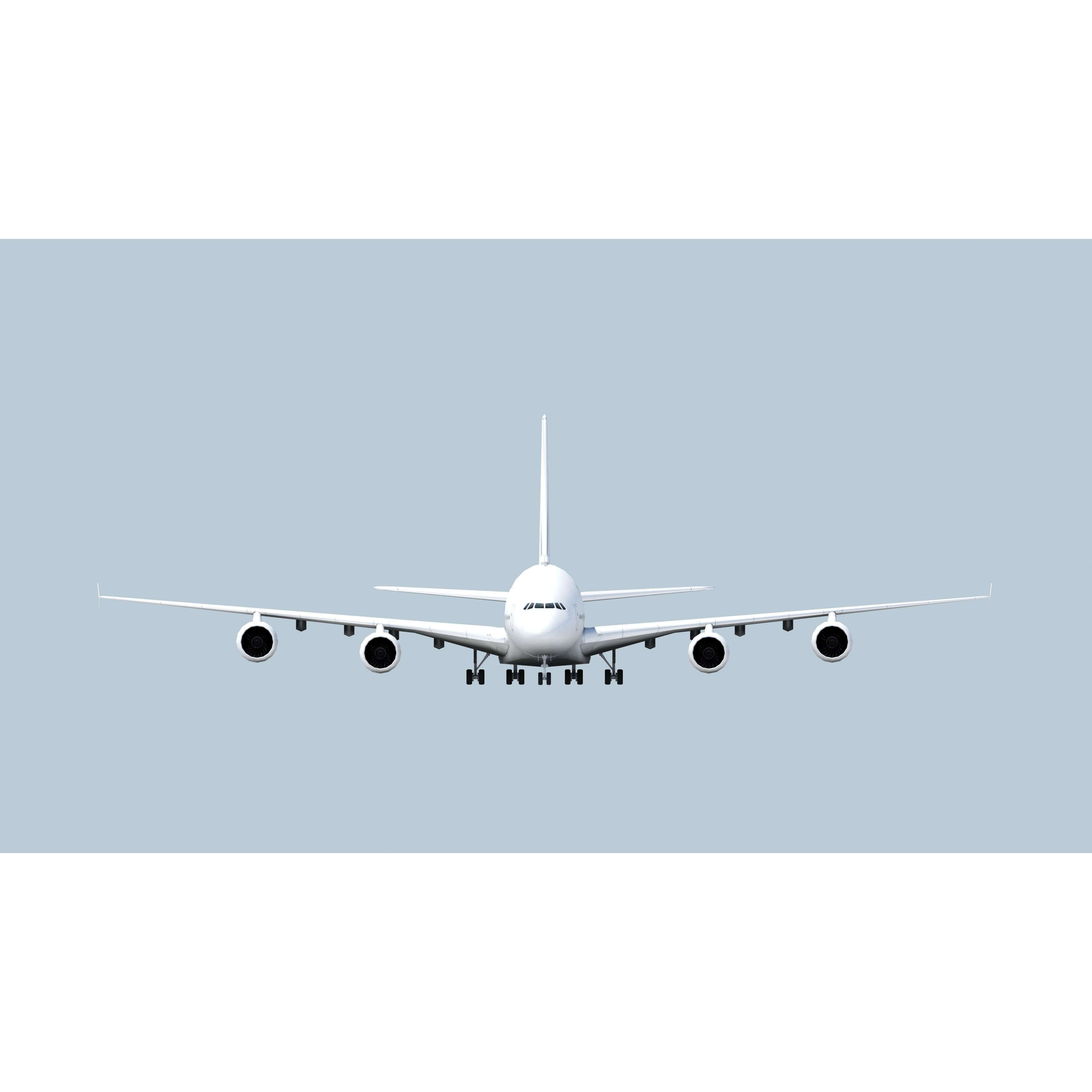 A380 Double Deck Wide-Body Airliner - Low-Poly 3D Model - View 11