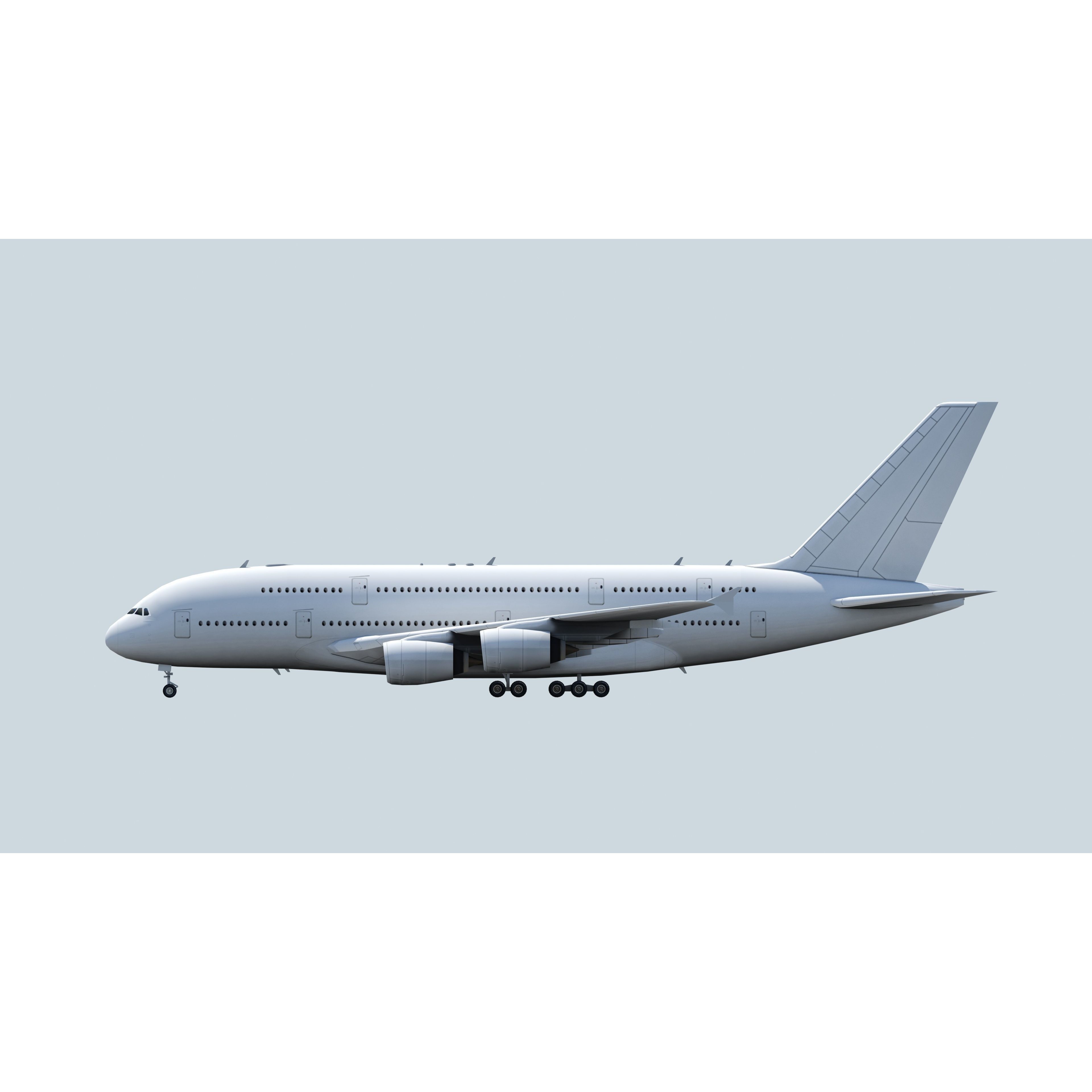 A380 Double Deck Wide-Body Airliner - Low-Poly 3D Model - View 12