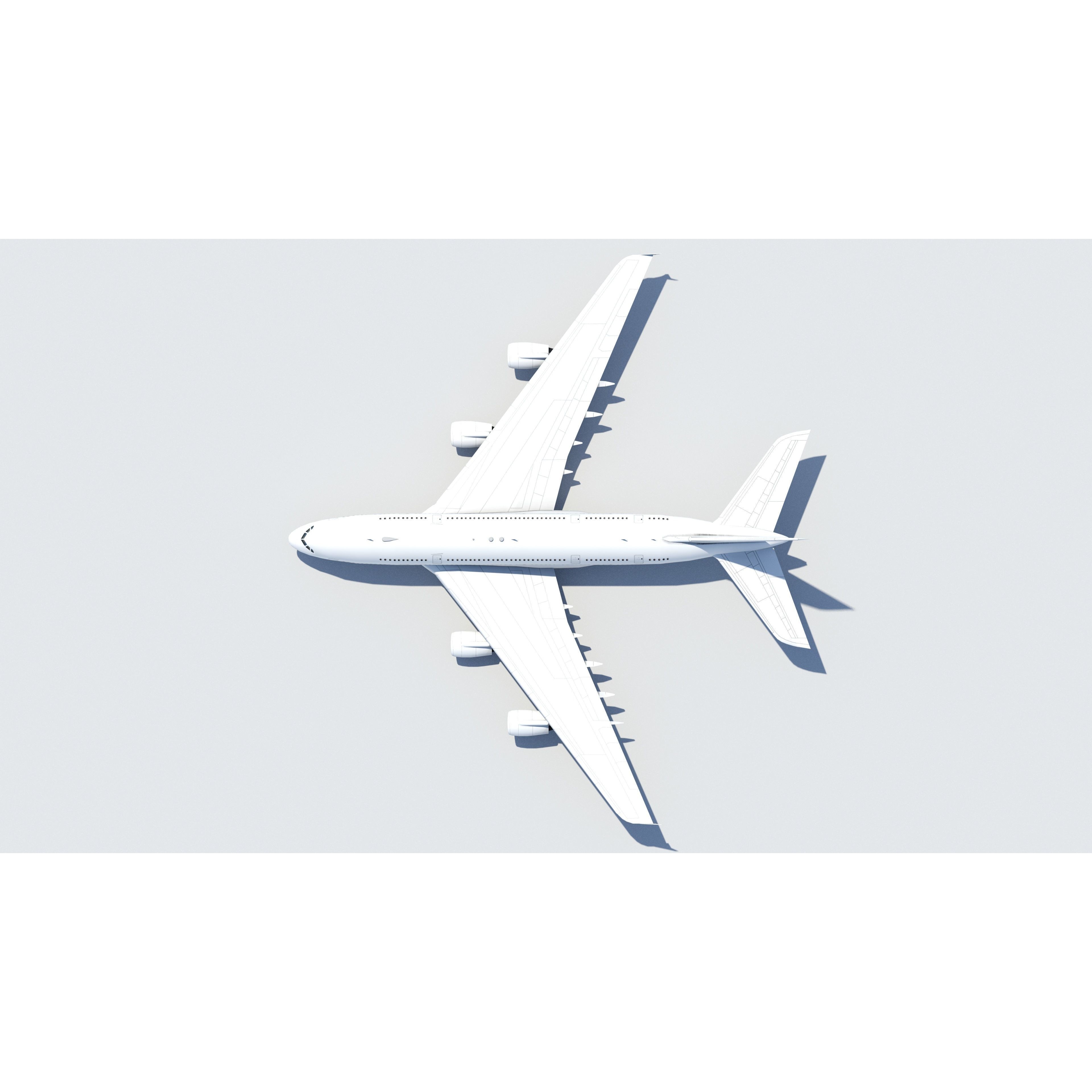A380 Double Deck Wide-Body Airliner - Low-Poly 3D Model - View 13