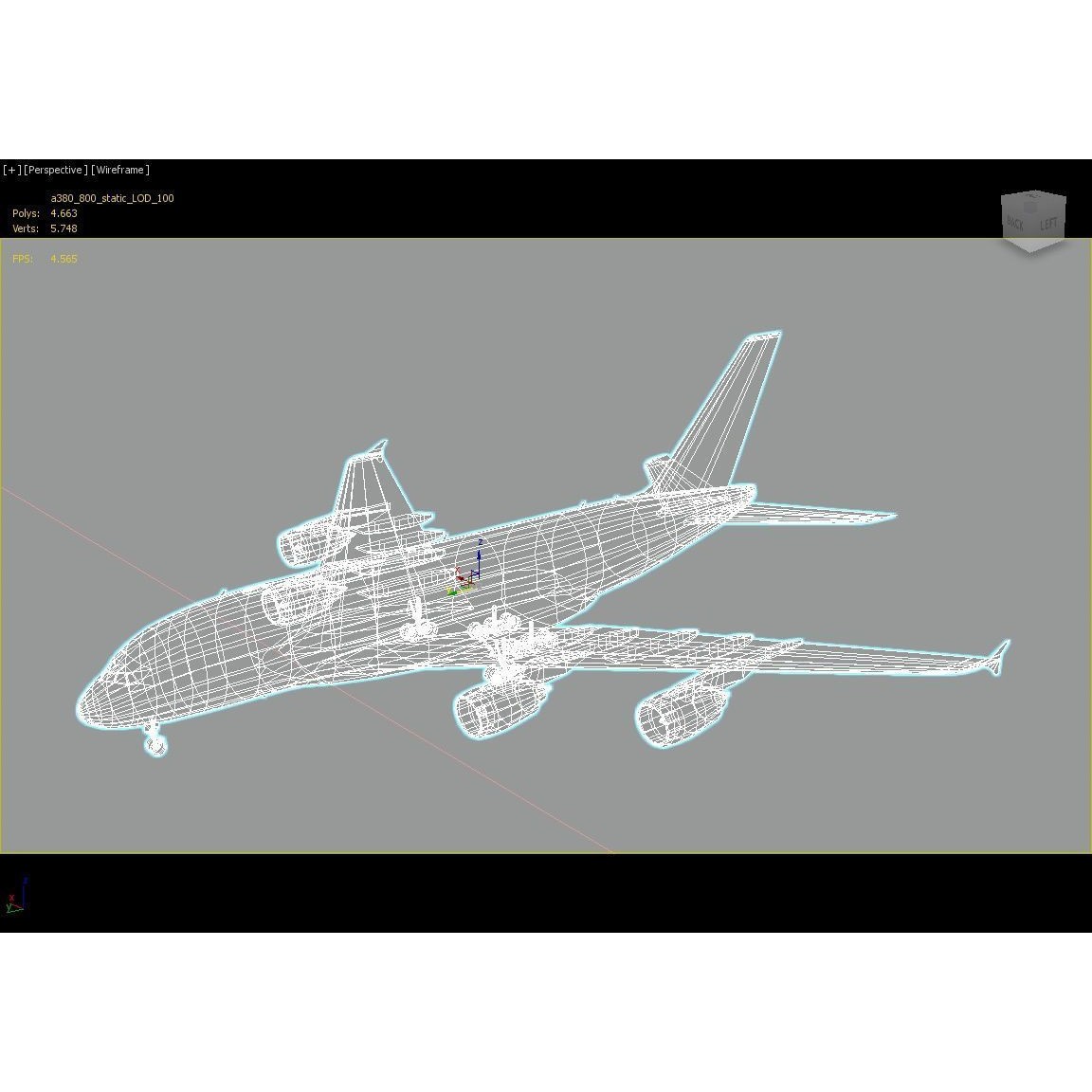 A380 Double Deck Wide-Body Airliner - Low-Poly 3D Model - View 14