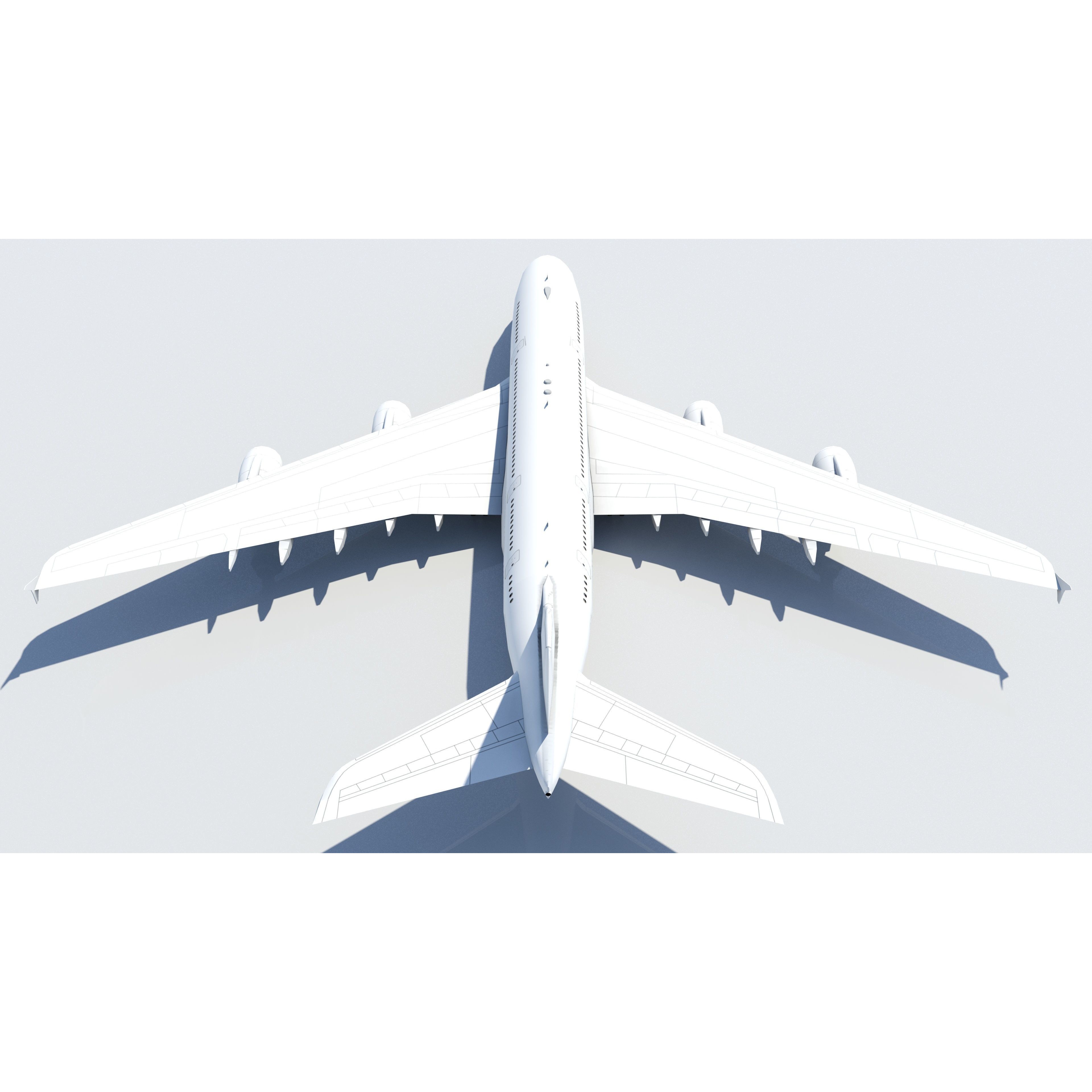 A380 Double Deck Wide-Body Airliner - Low-Poly 3D Model - View 5
