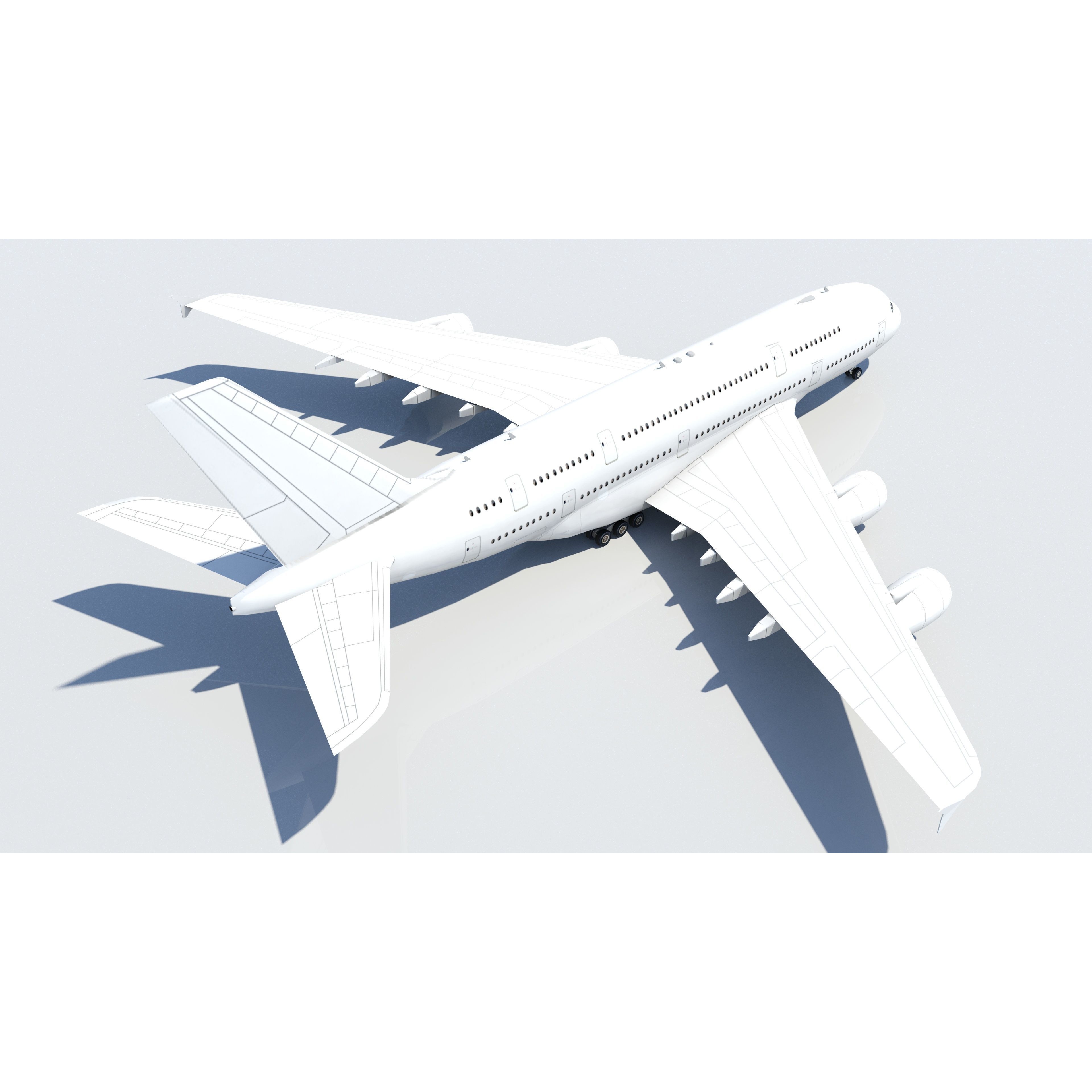 A380 Double Deck Wide-Body Airliner - Low-Poly 3D Model - View 6